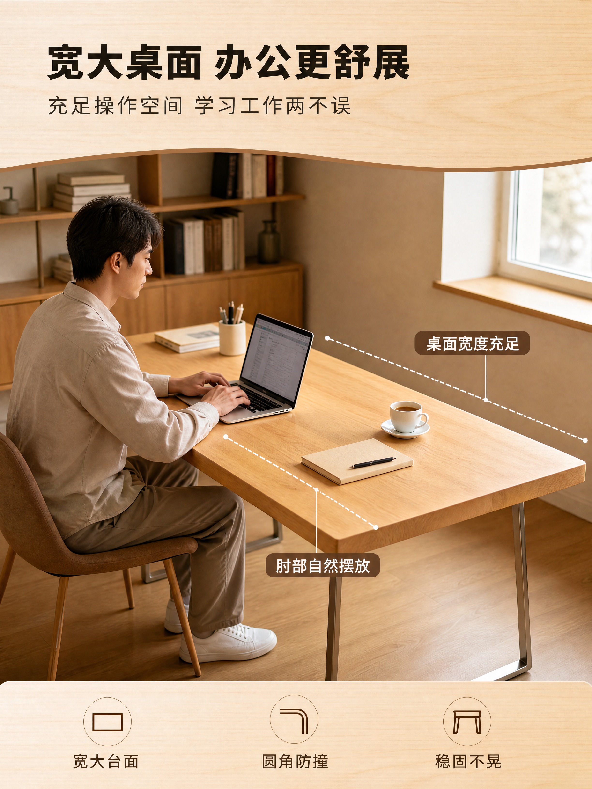[商品] 使用【图1】新西兰松实木办公桌面（不锈钢U型腿款）；… - 图片创意预览