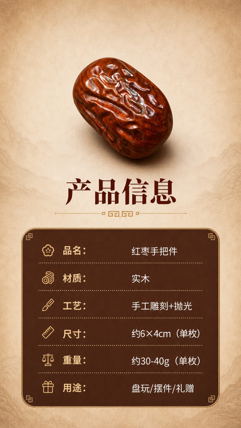 [商品] 使用【图1】红枣手把件；保留红枣造型、实木材质、红棕… - 图片创意预览