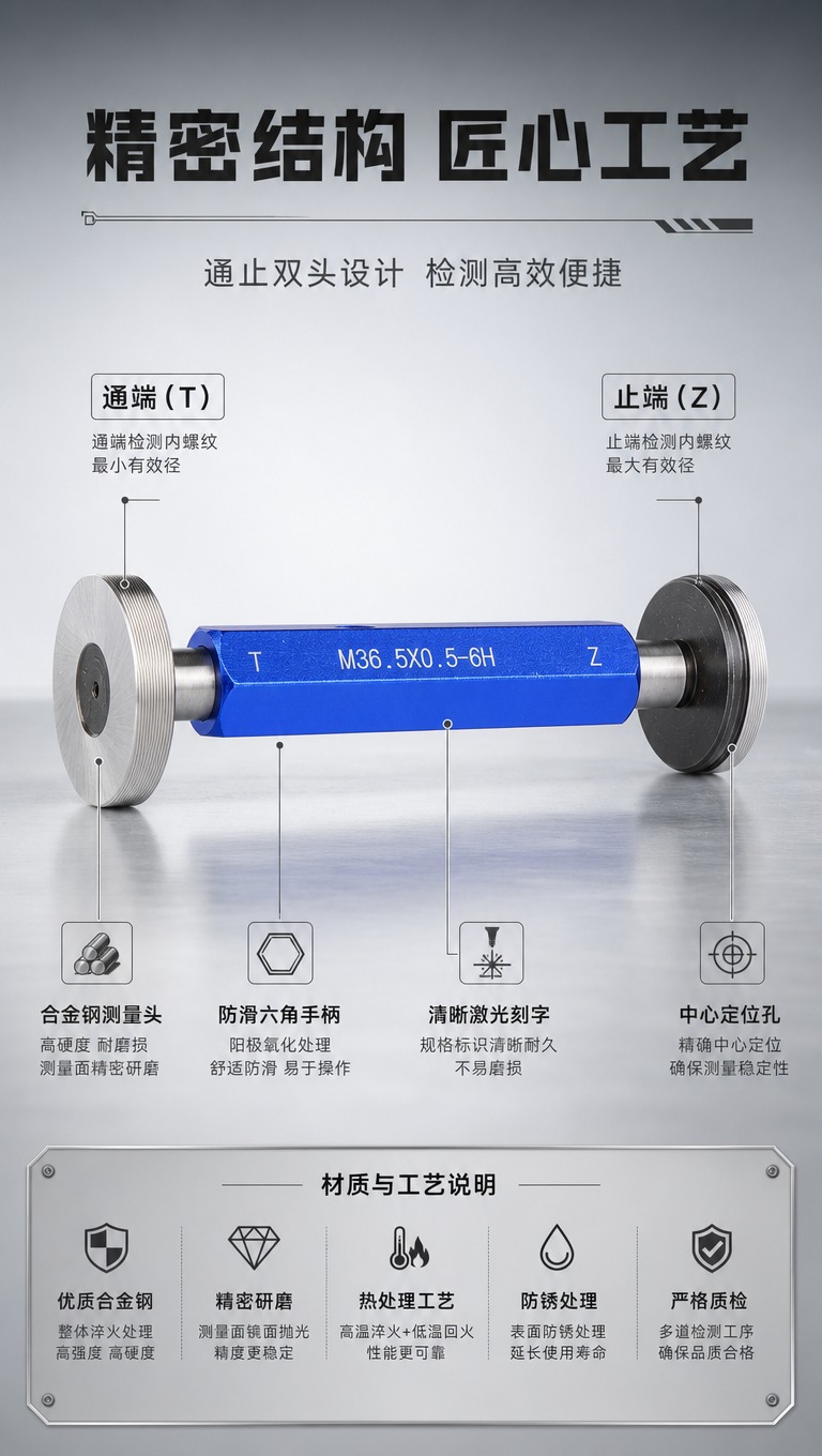 [商品] 使用【图4】M36.5×0.5-6H蓝色手柄螺纹塞规… - 图片创意预览