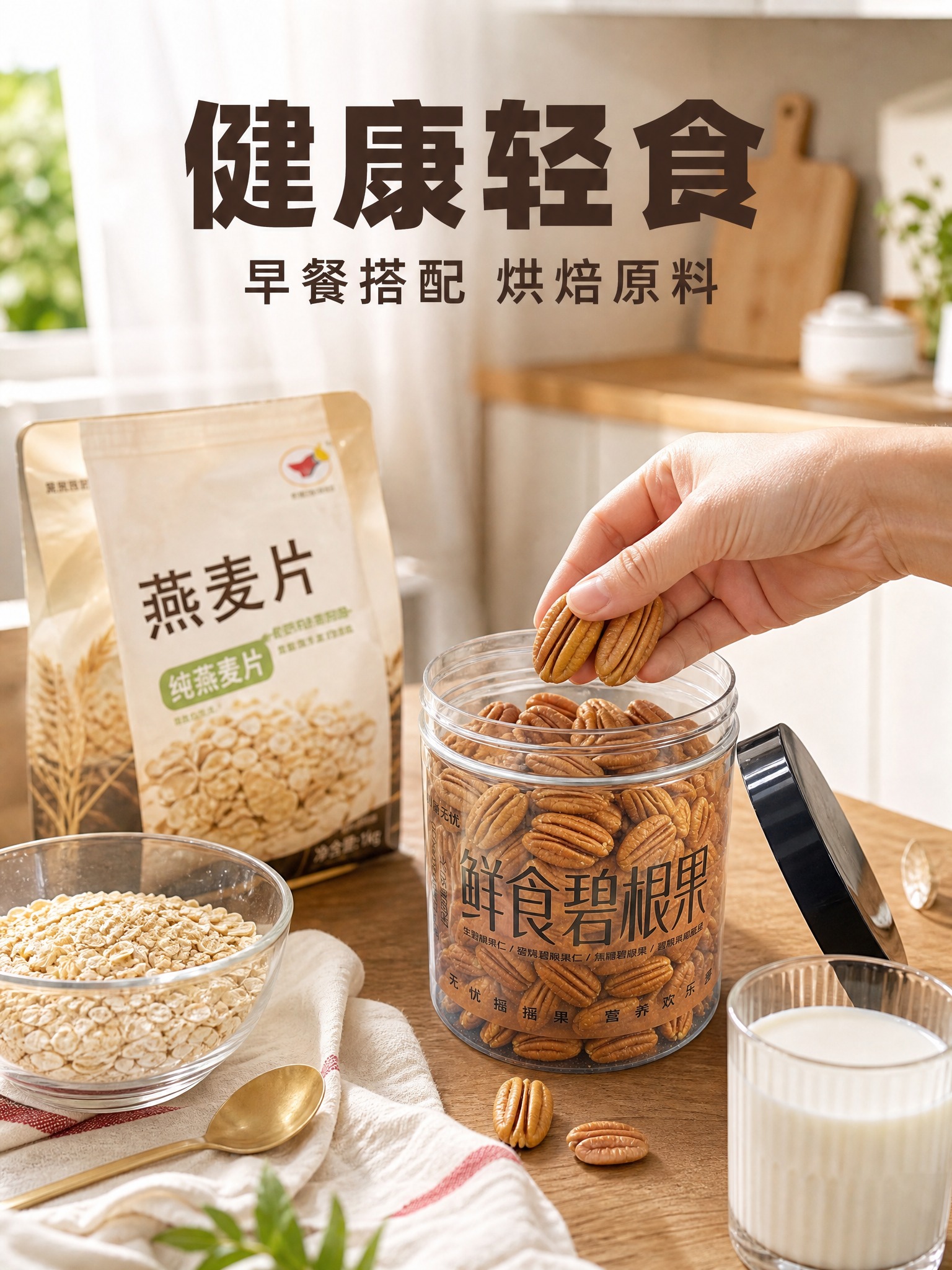 [主图-4] 场景与体验 居家食用生碧根果生活方式场景。 [统… - 图片创意预览