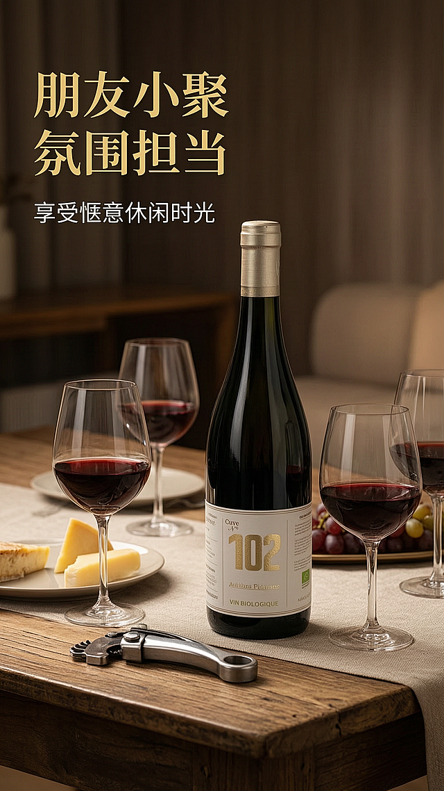 「图片1」，生成一套详情页，商品名称为匠心庄园102桶红葡萄酒，适配抖音/快手平台，单图比例为9:16，需求屏数为8张。请使用电商详情页技能