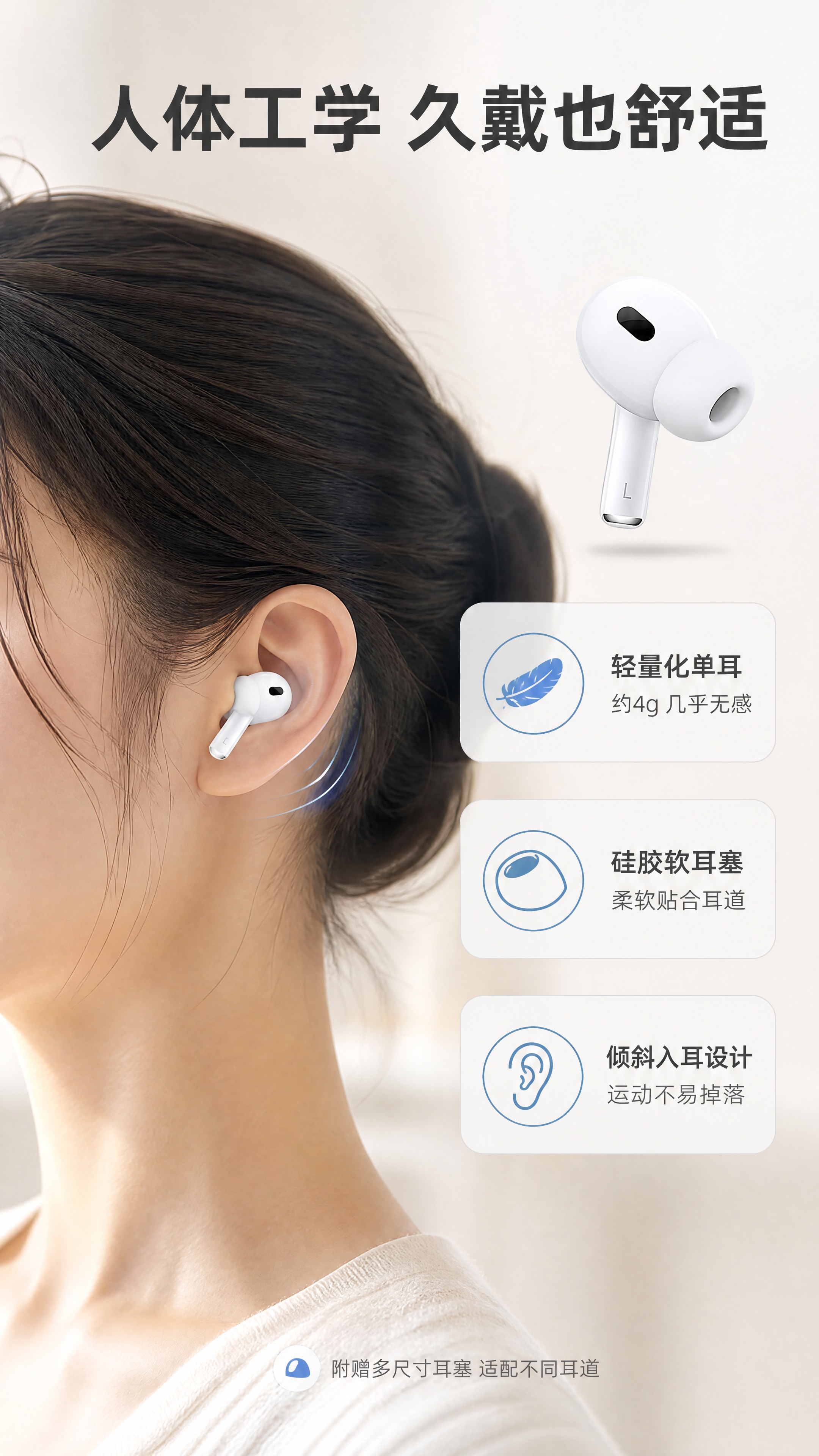 [商品] 使用【图1】白色真无线蓝牙耳机单只（左耳）；保留白色… - 图片创意预览
