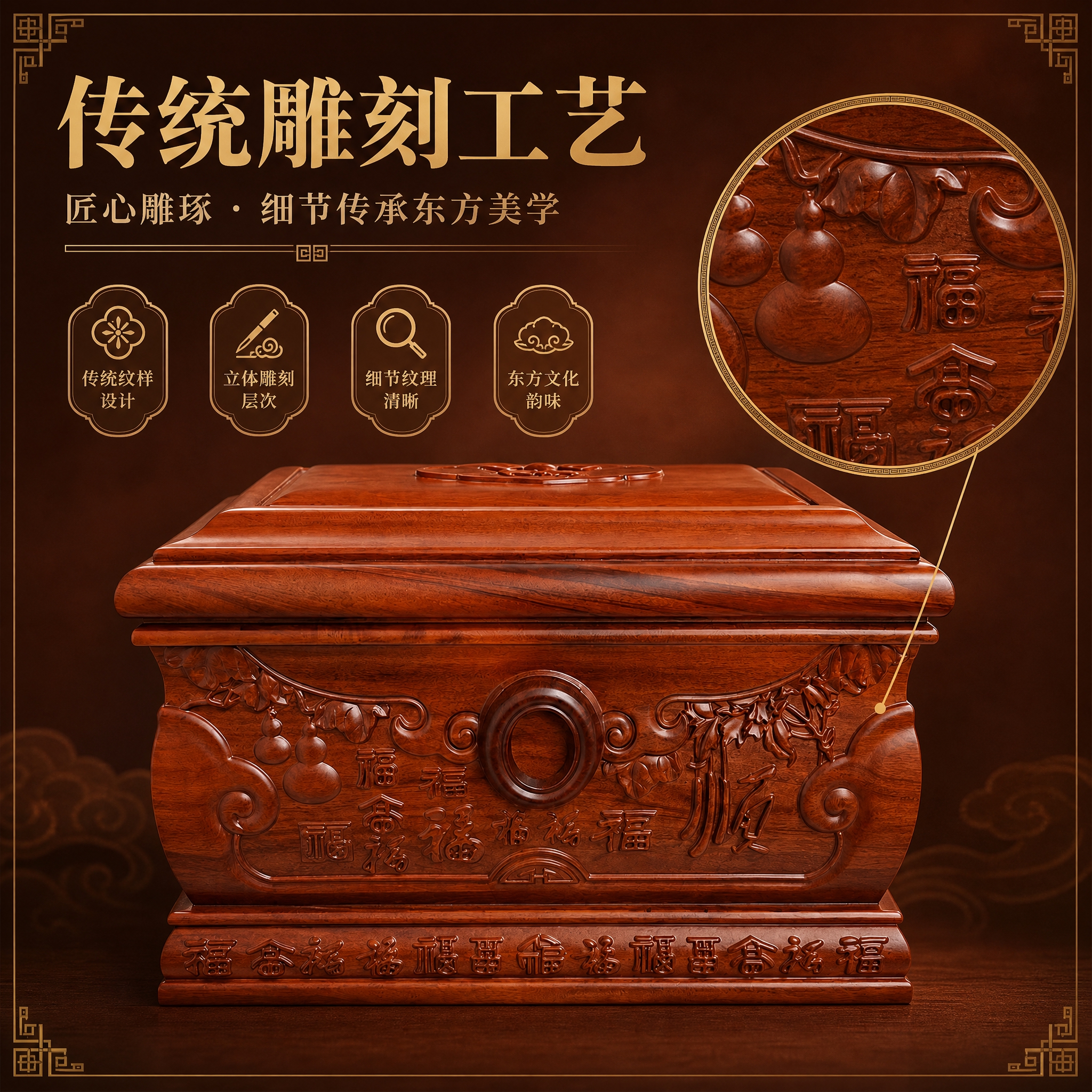 [主图-3 800×800] 工艺细节，主题：传统雕刻工艺。… - 图片创意预览