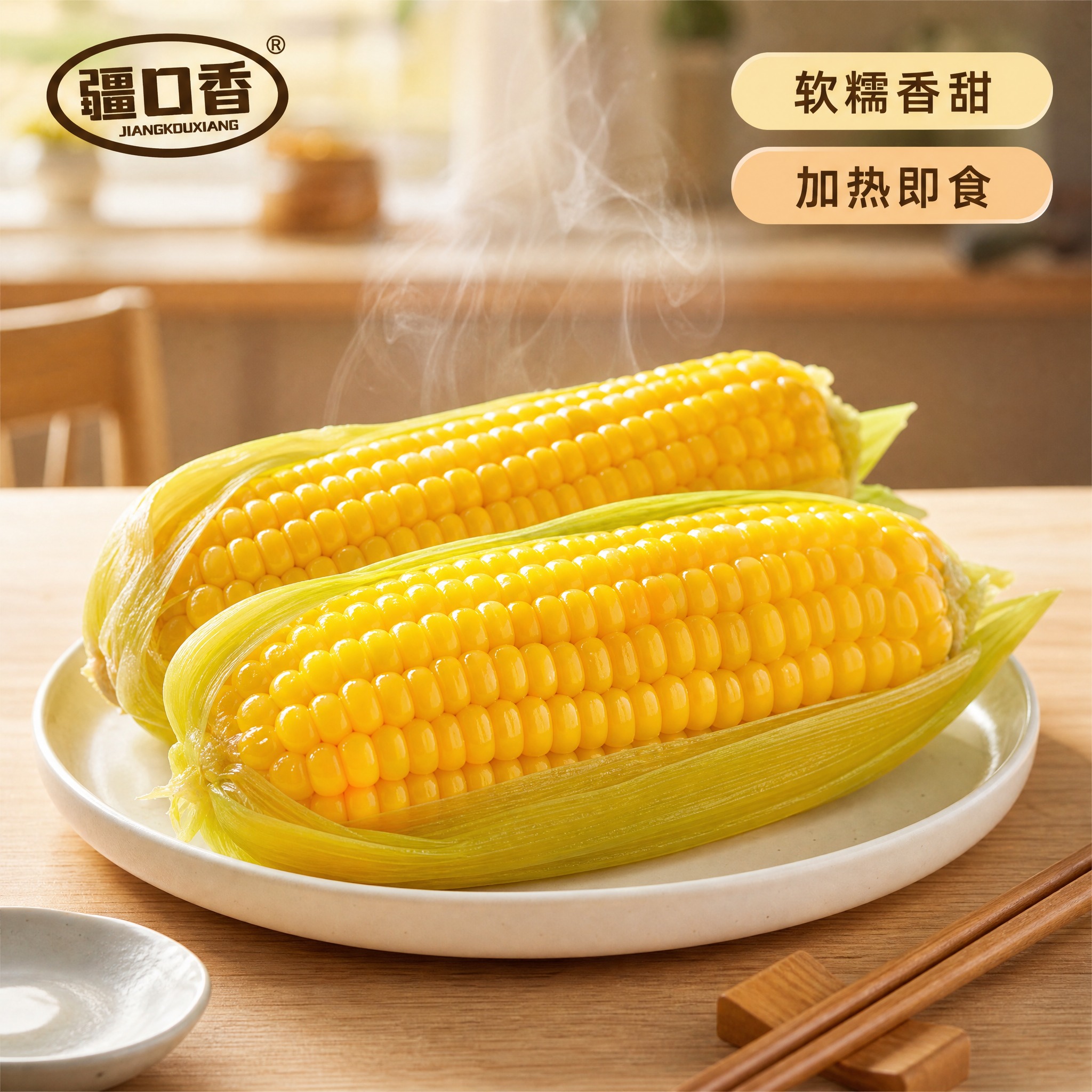 [主图-4] 新疆黄糯玉米食用场景图，展示蒸煮后的诱人状态，唤… - 图片创意预览