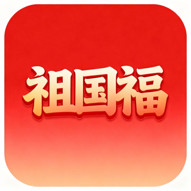 红色底，渐变色，四角圆角，设计一个祖国福的LOGO预览效果