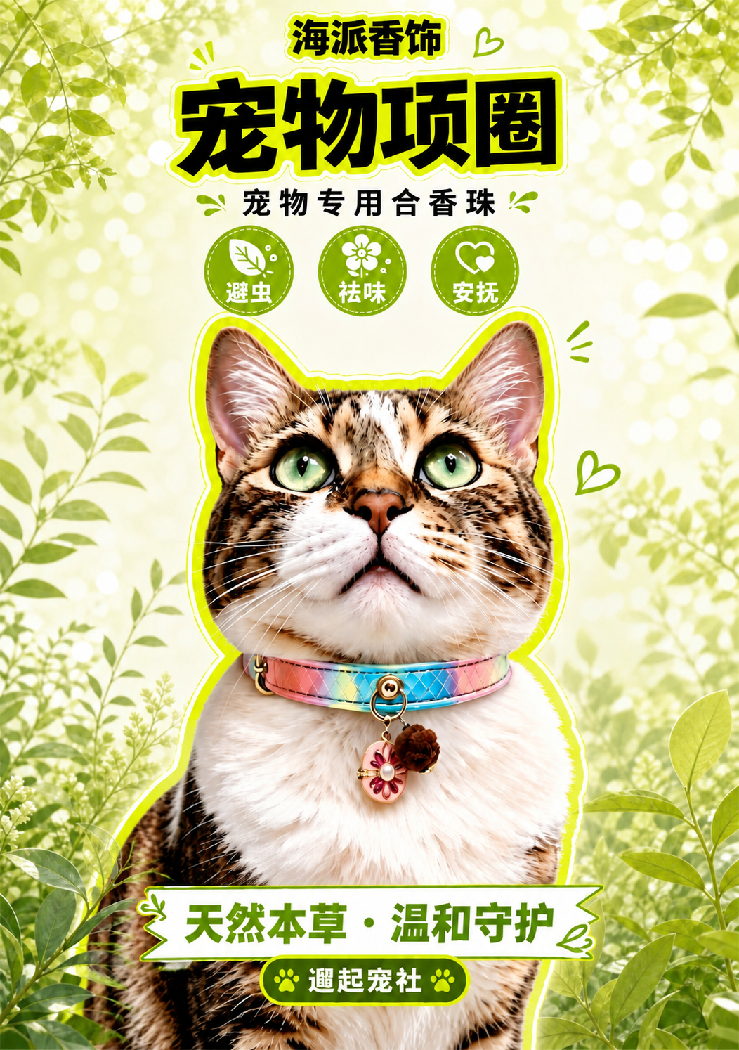 重新调整画面布局：1. 上半部分的文字（海派香饰、宠物项圈、宠… - 图片创意预览