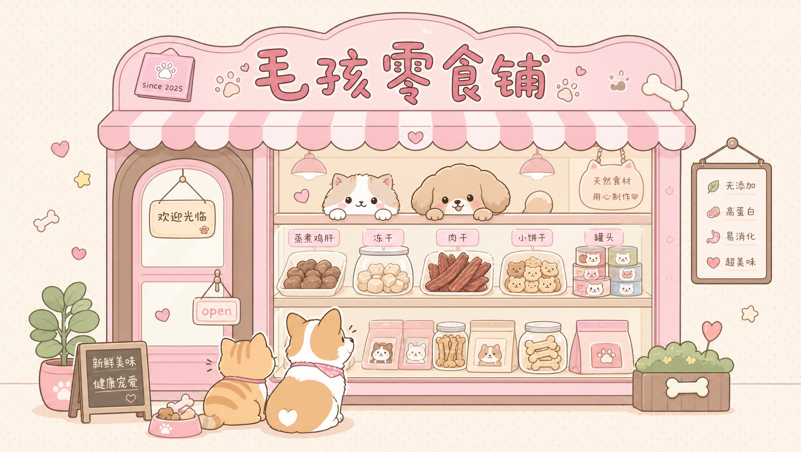 抖音主页背景图，治愈系可爱插画风格，参考图1的粉色咖啡店风格，… - 图片创意预览