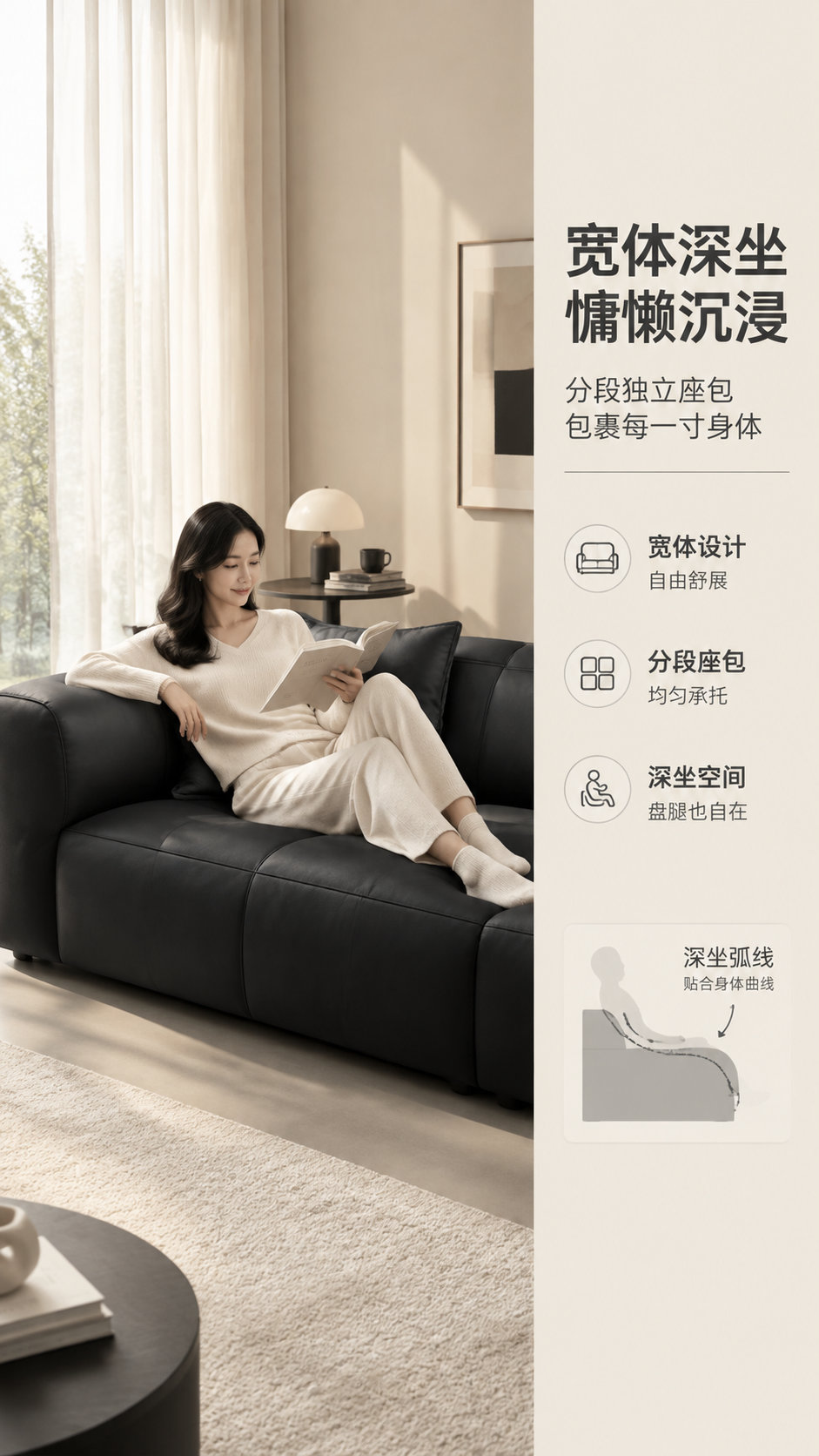 [商品] 使用【图1】黑武士意式方块沙发；保留黑色方块造型、分… - 图片创意预览