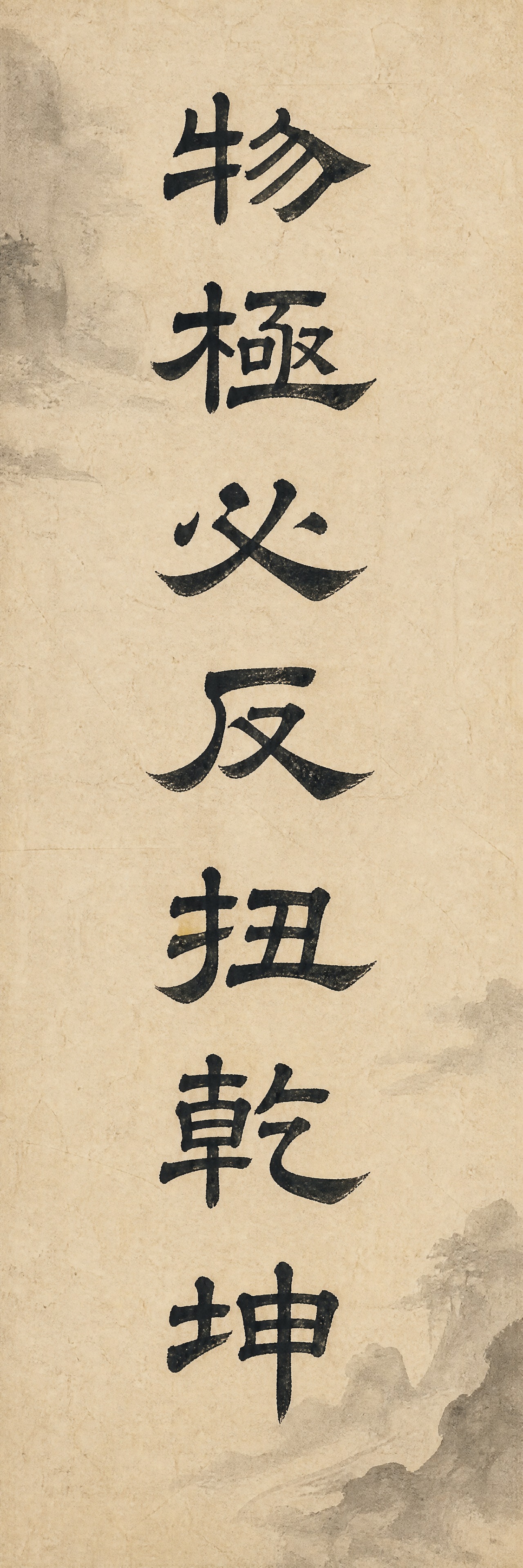 一副竖版书法对联的下联，宣纸水墨风格，仿古米黄色宣纸纹理，带有… - 图片创意预览