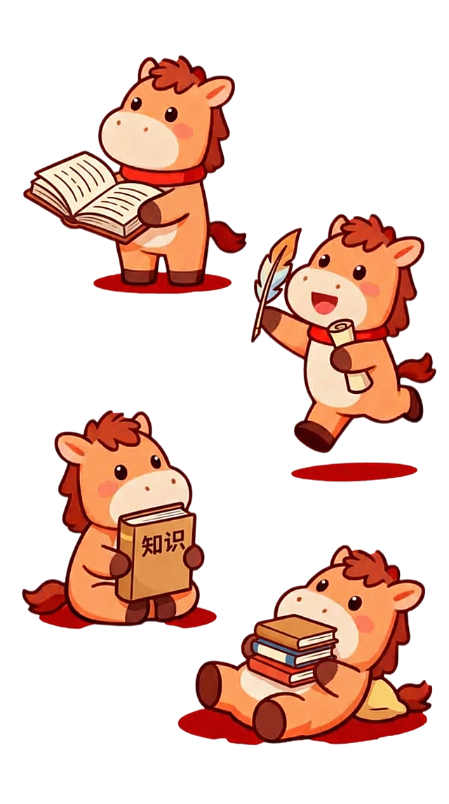 图中的马手上拿的东西改成跟读书有关的