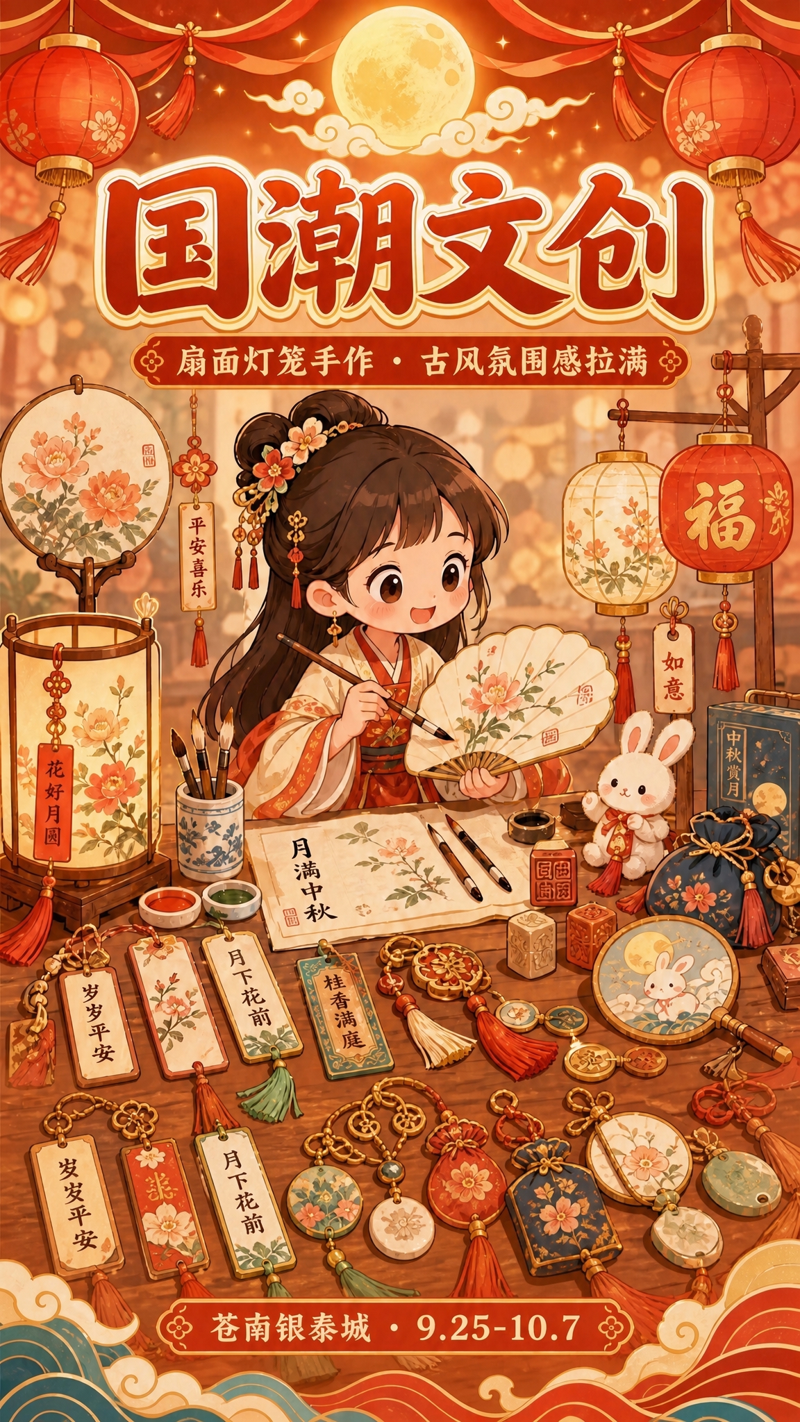 删除画面底部的「文创摊主招募中」「带上你的手艺·来望月潮趣集摆… - 图片创意预览