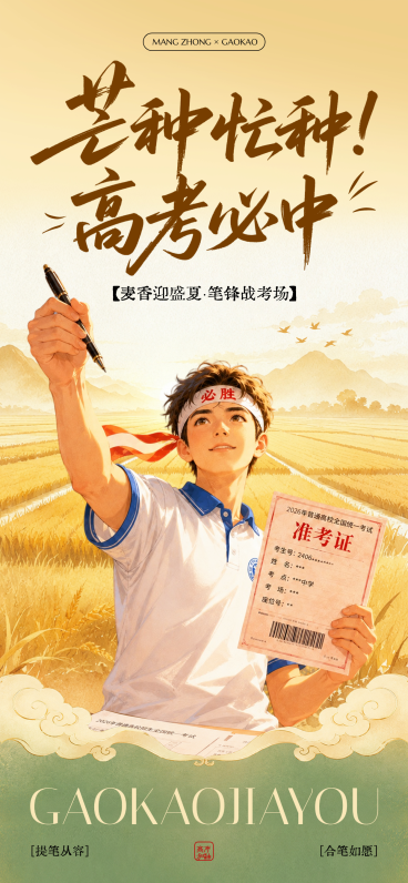 芒种时节高考加油节气祝福励志通用全屏竖版海报预览效果