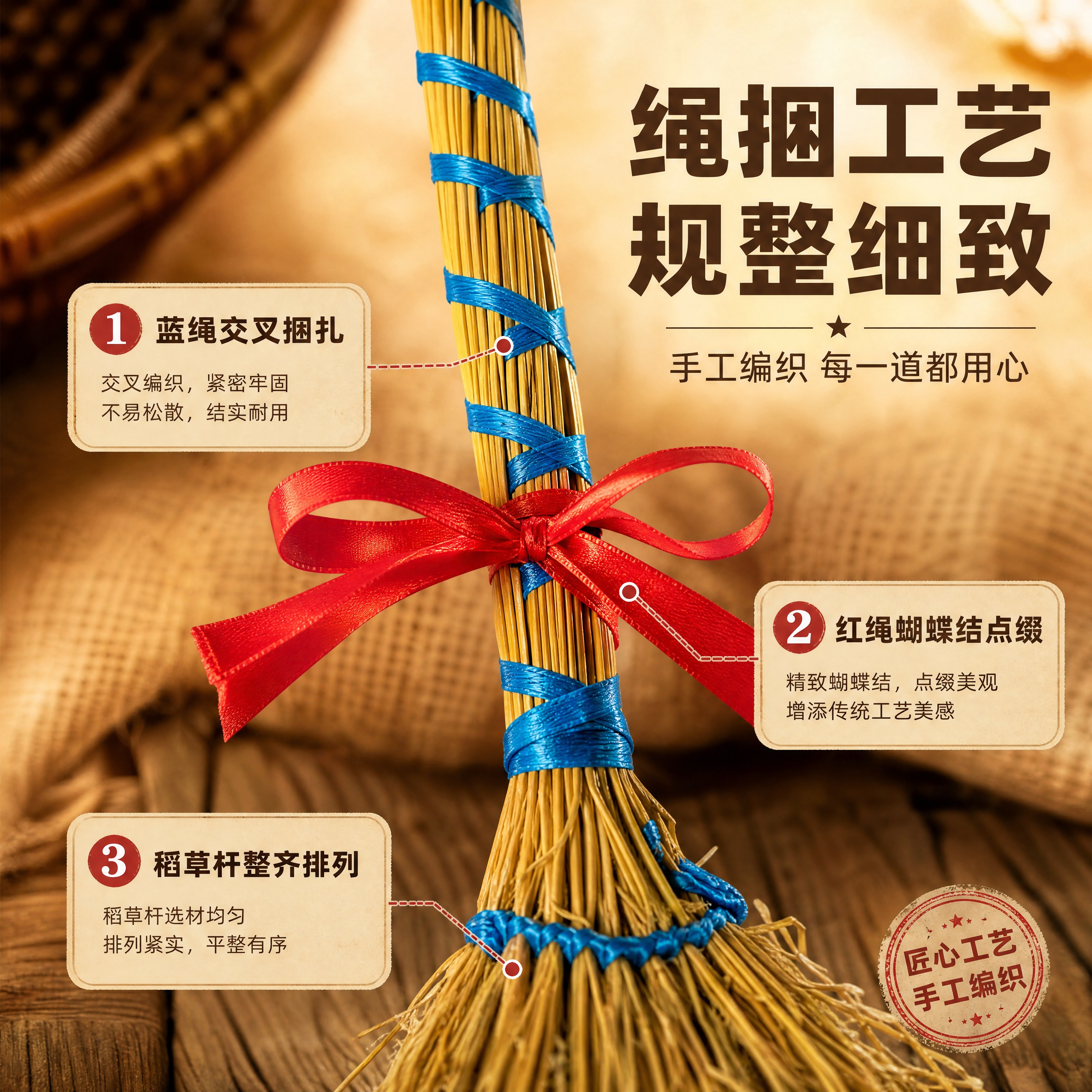 [商品] 使用【图1】糯稻草蓝绳捆扫把配红绳的绳捆与红绳区域；… - 图片创意预览