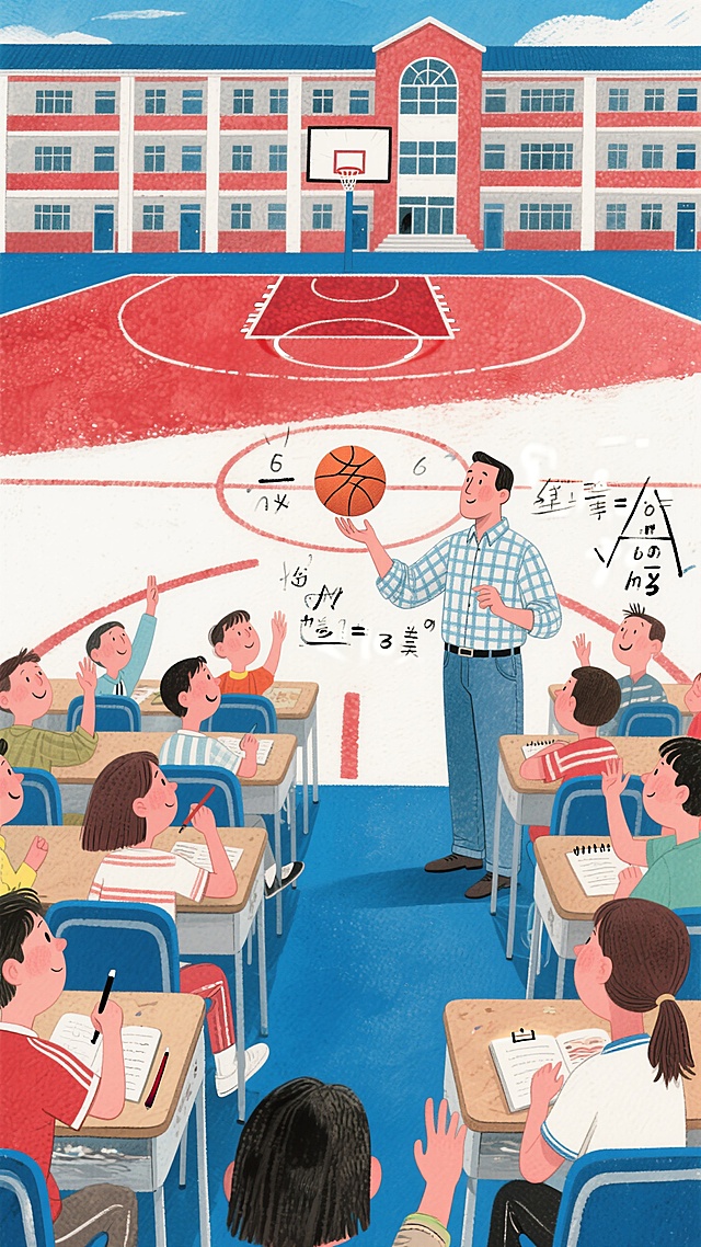 🏀红白蓝校园，老师用篮球战术讲几何😎