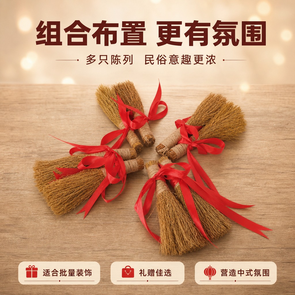 [商品] 使用【图5】稻草小毛刷捆红绳桌面摆件；保留稻草材质、… - 图片创意预览