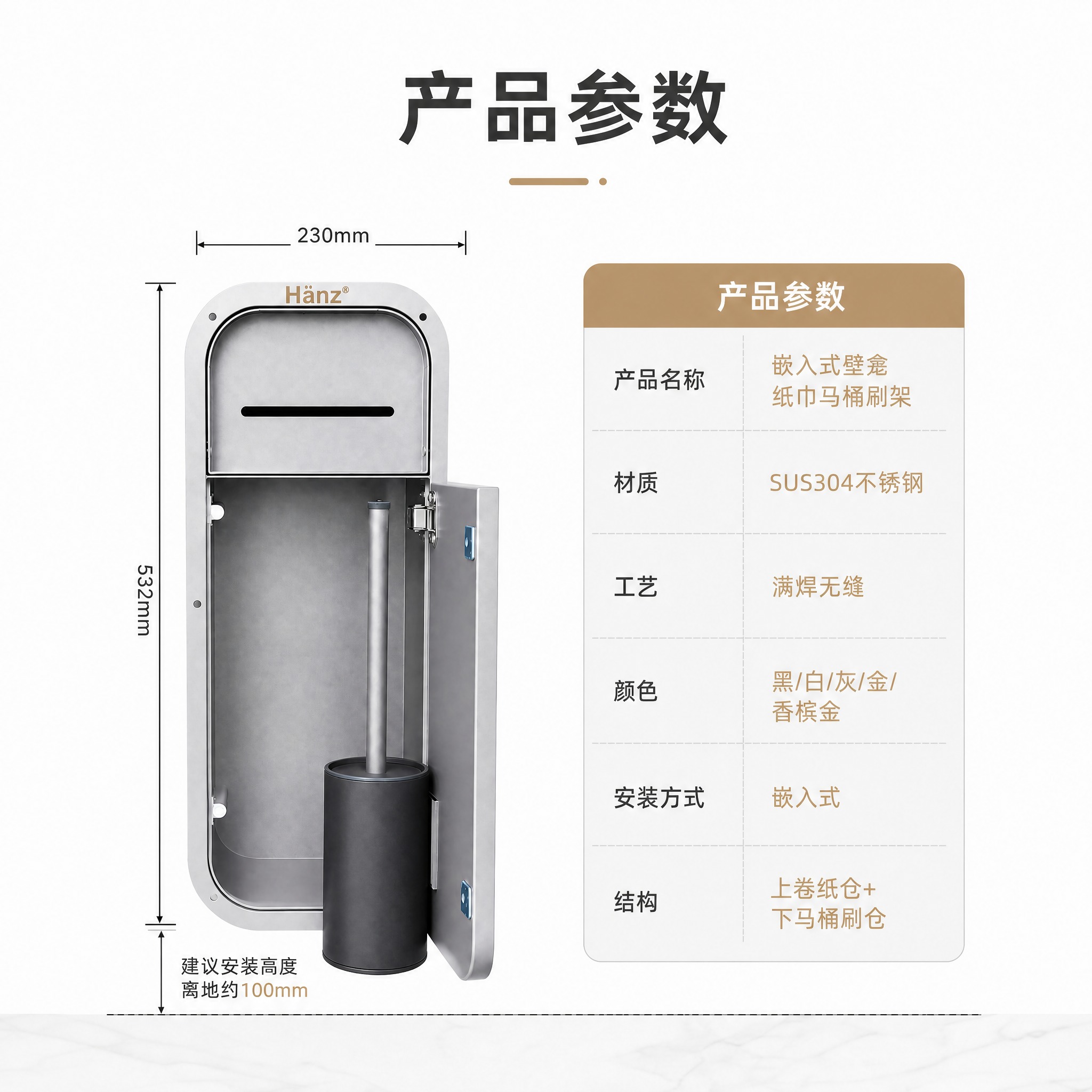 将这张产品参数图重新排版为1:1正方形主图。顶部保留大标题"产… - 图片创意预览