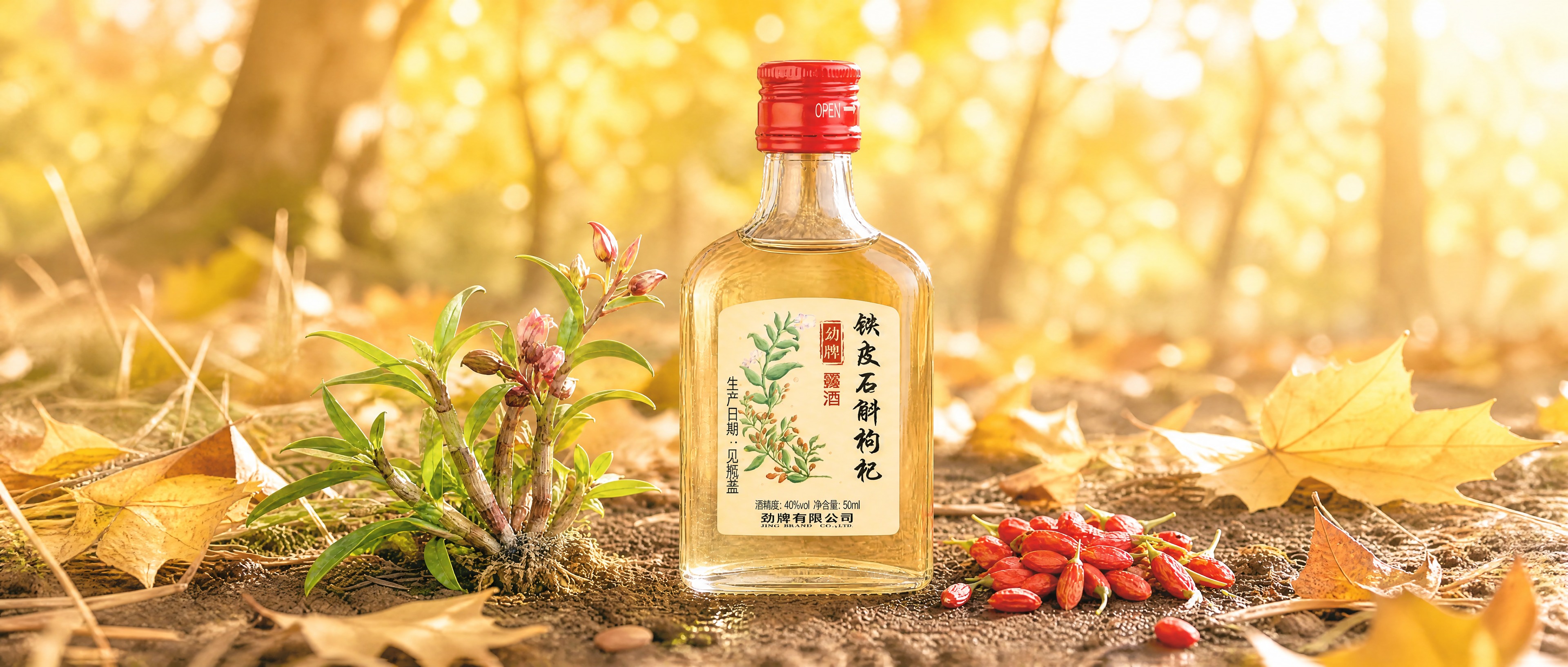 将整张图片的背景调浅提亮，整体画面更明亮通透。保持产品酒瓶、铁… - 图片创意预览