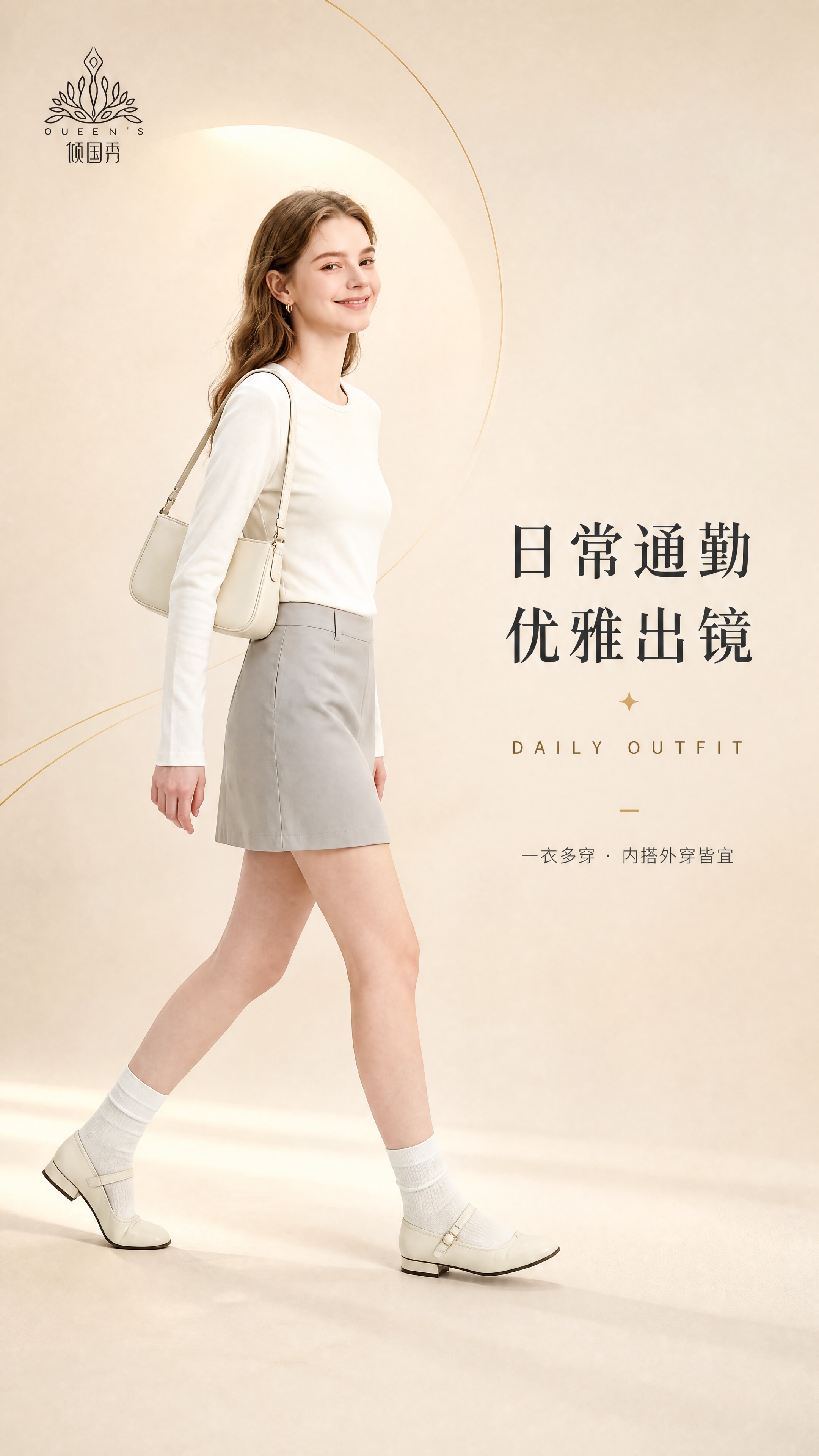 [商品] 使用【图1】白色款模特图；保留白色圆领长袖打底衫、灰… - 图片创意预览