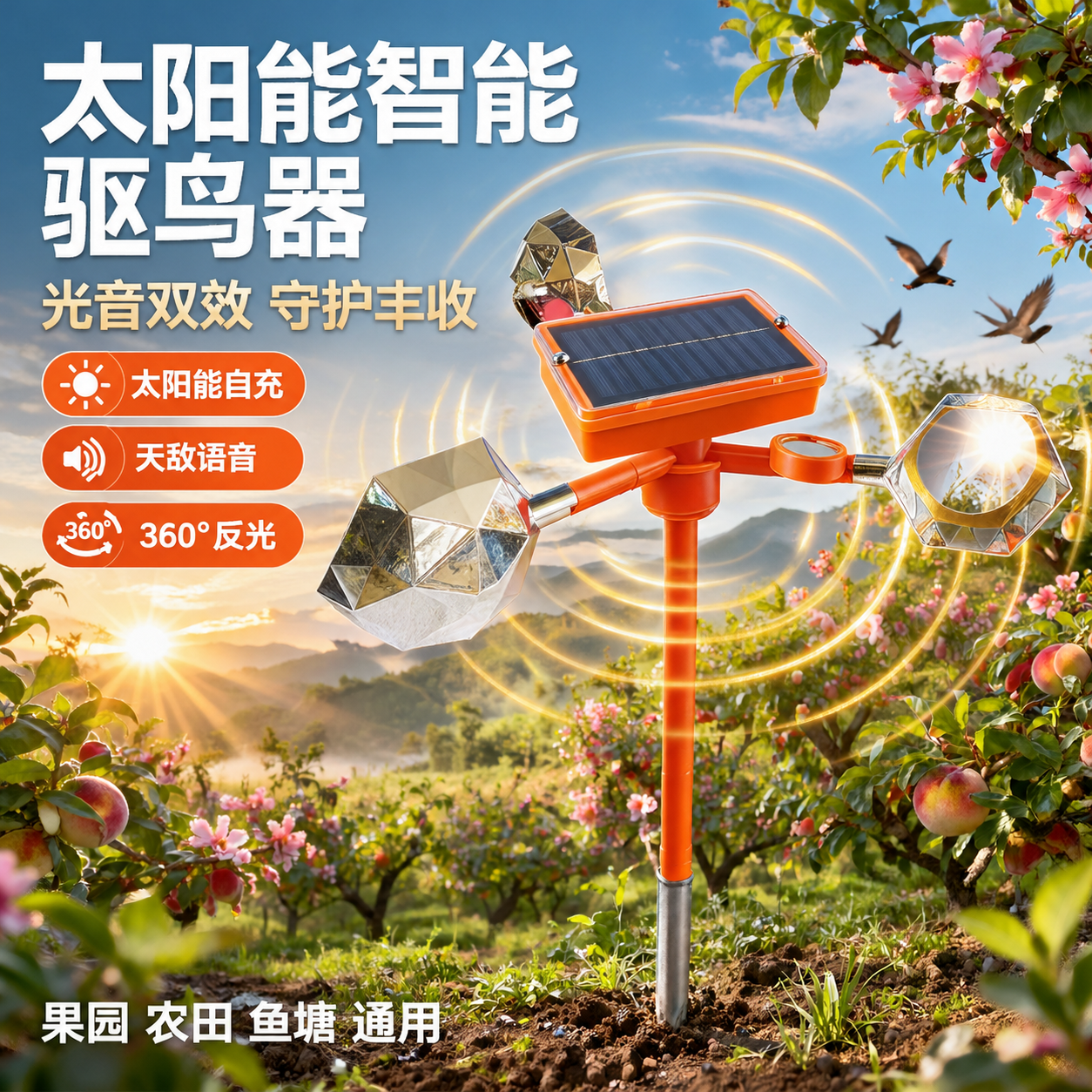 [主图-1] 太阳能语音驱鸟器首图，核心任务是展示产品整体外观… - 图片创意预览
