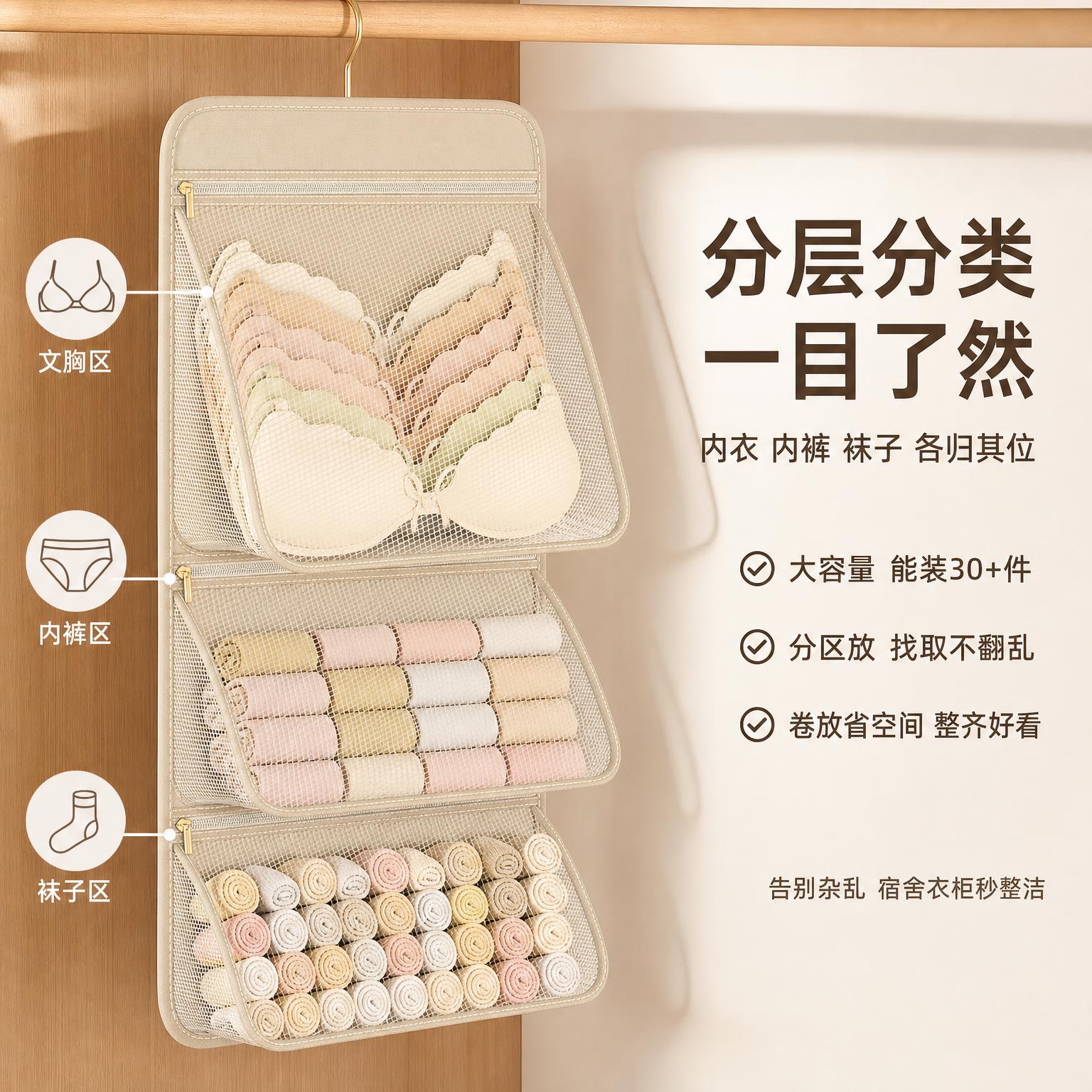 [主图-2] 分类逻辑与大容量展示主图，突出分区收纳整齐能装。… - 图片创意预览