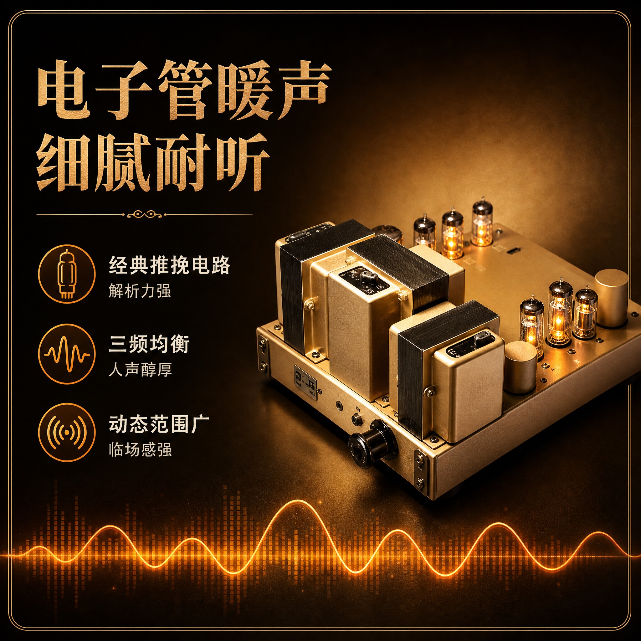 [主图-2] 核心价值 经典电子管暖声音质 突出HIFI发烧级… - 图片创意预览