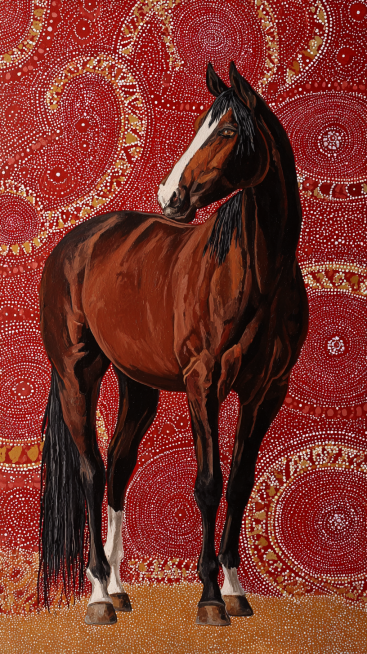 A well-built adult horse, with a clearly defined head, erect ears, bright and lively eyes, a long an预览效果