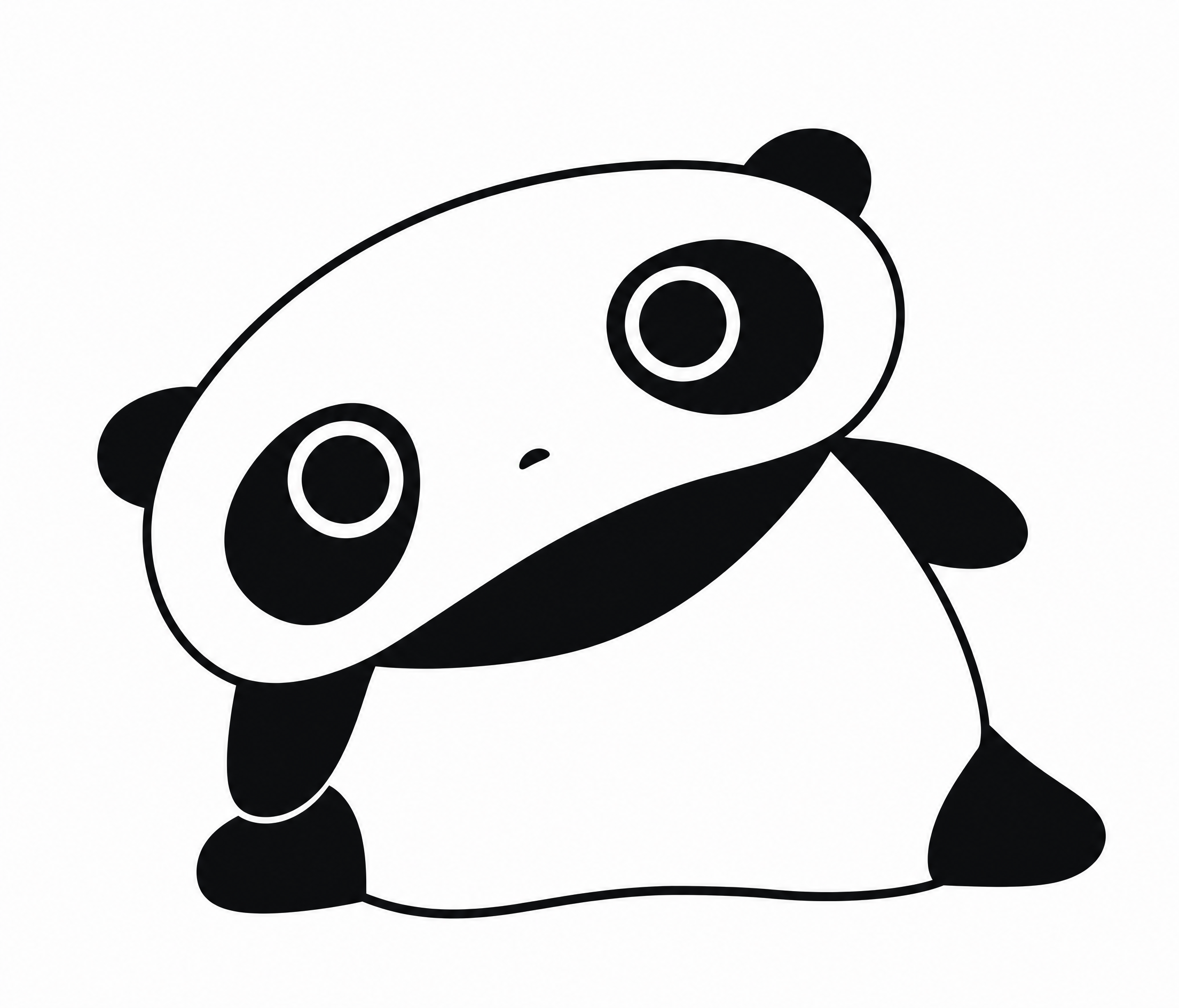 将图中的熊猫形象修改为轮廓平滑的线条插画风格，使用干净流畅的黑… - 图片创意预览