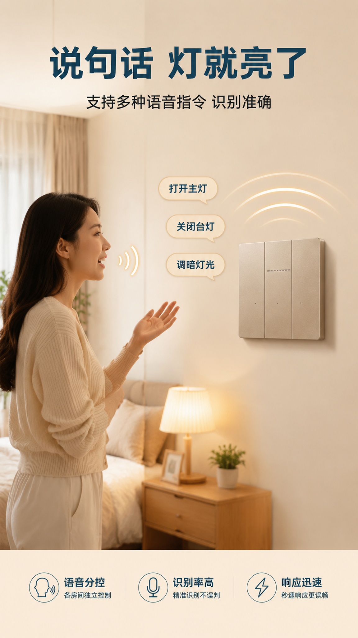 [第5屏] 详情页核心功能实测-语音控制演示场景。本屏使用【图… - 图片创意预览