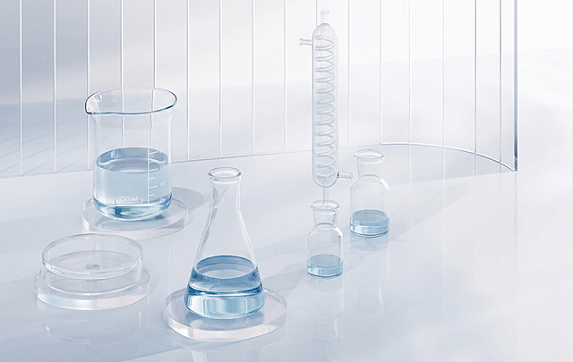 去掉中间的金属架子，保留其他玻璃器皿，生成和原图风格一致的实验室场景图