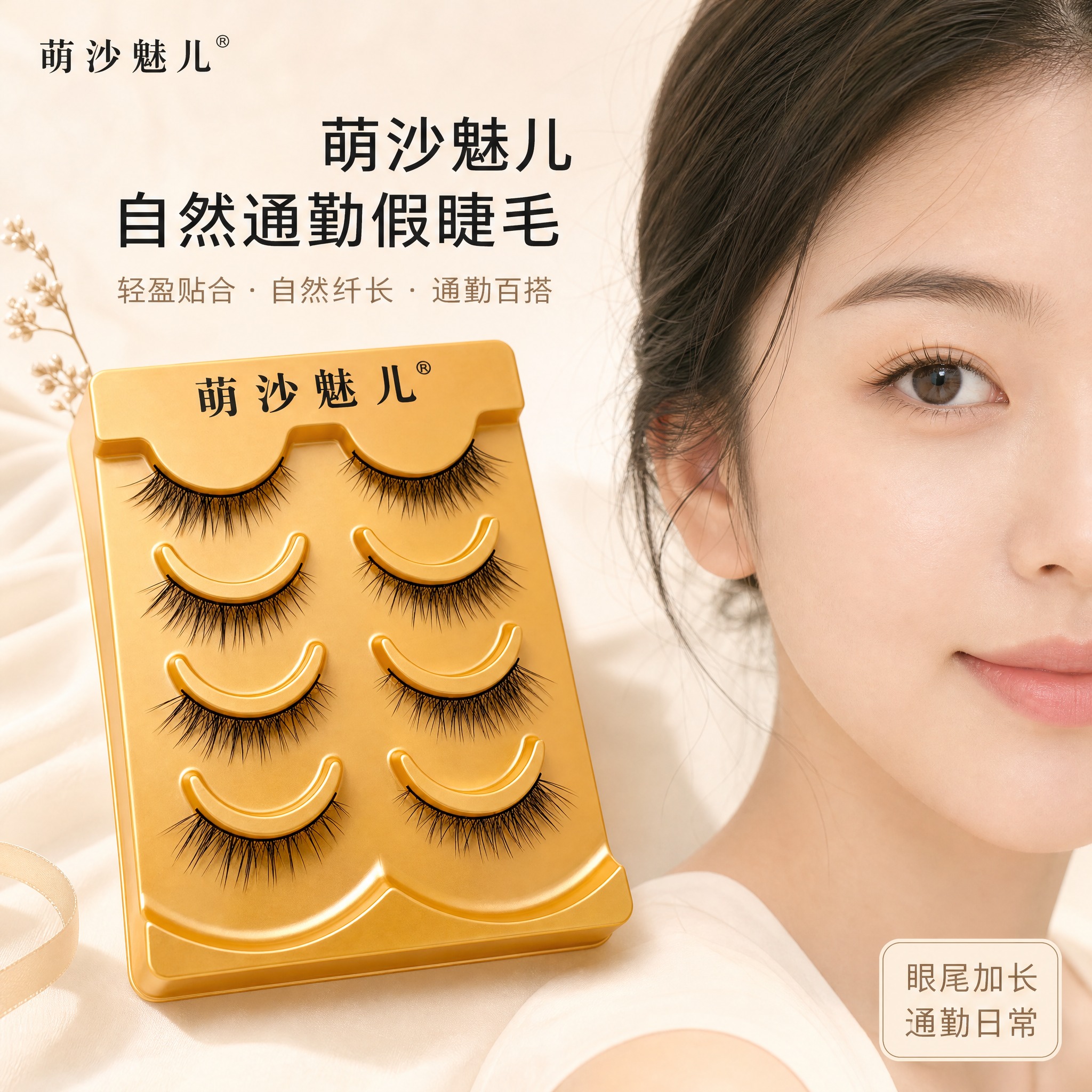 [主图-1] 萌沙魅儿 自然通勤假睫毛 首图。唯一任务：金色睫… - 图片创意预览
