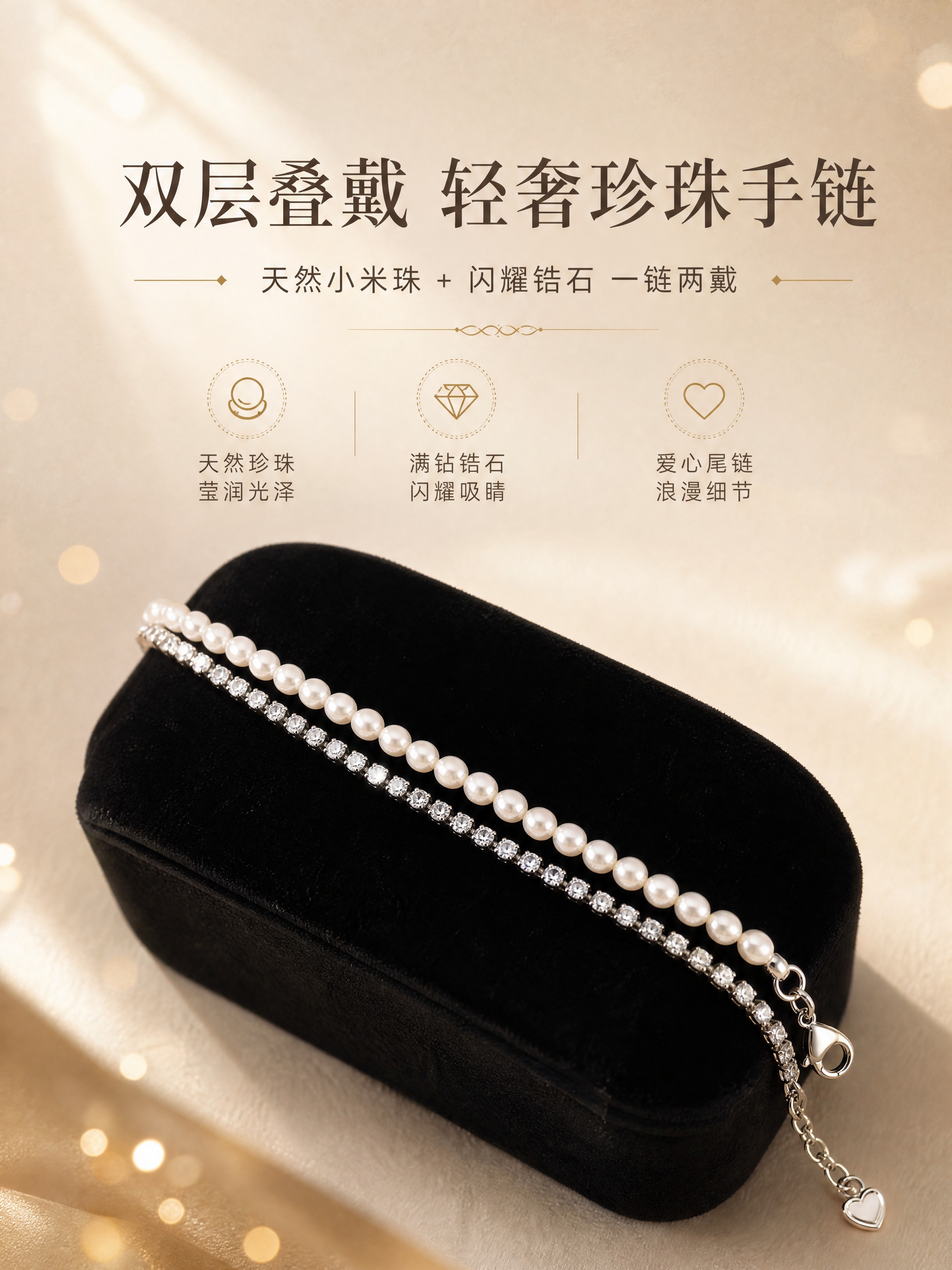 [商品] 使用【图5】珍珠锆石双层手链；保留双层结构（小米珠珍… - 图片创意预览