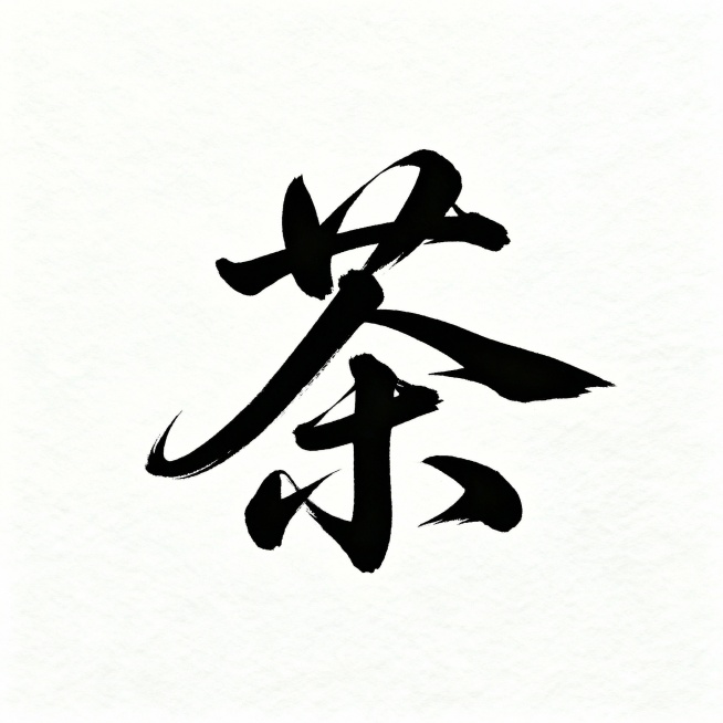 将当前“茶”字修改为草书书法风格，保持白底黑字预览效果