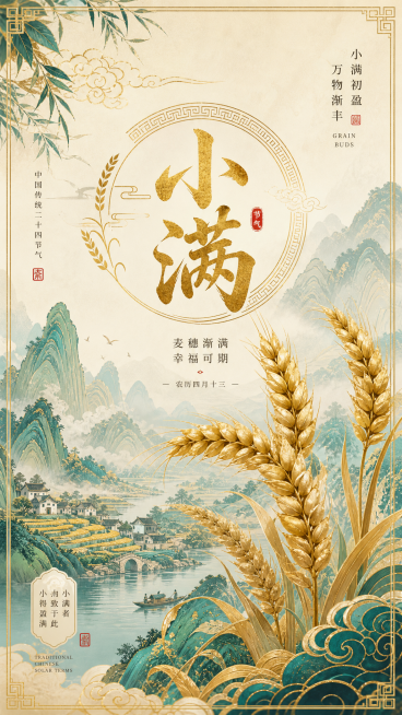 24节气小满海报设计预览效果
