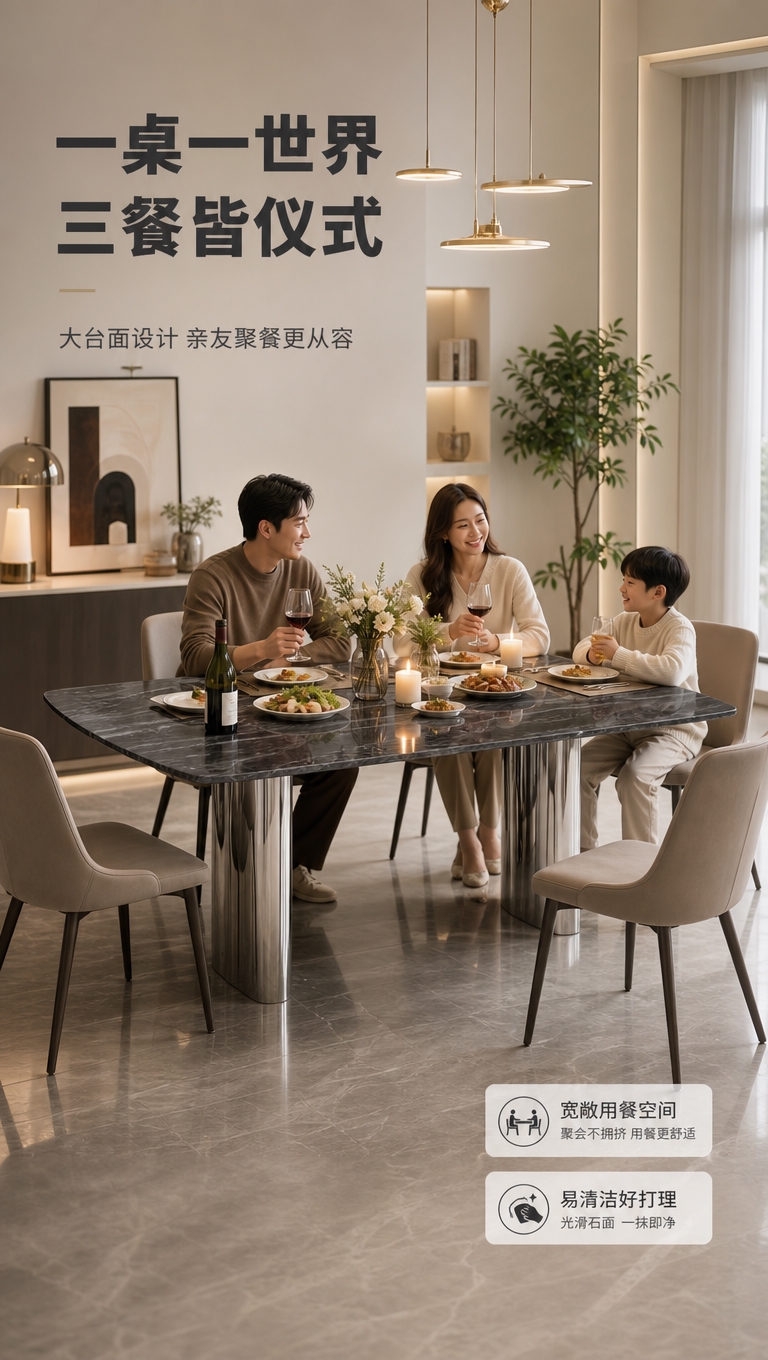 [商品] 使用【图1】DT-2800古木纹大理石餐桌；保留长方… - 图片创意预览