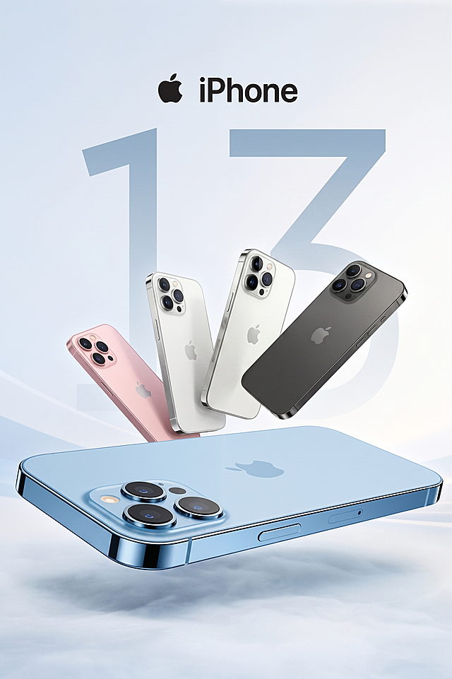 帮我把图中的手机换成iPhone 13手机