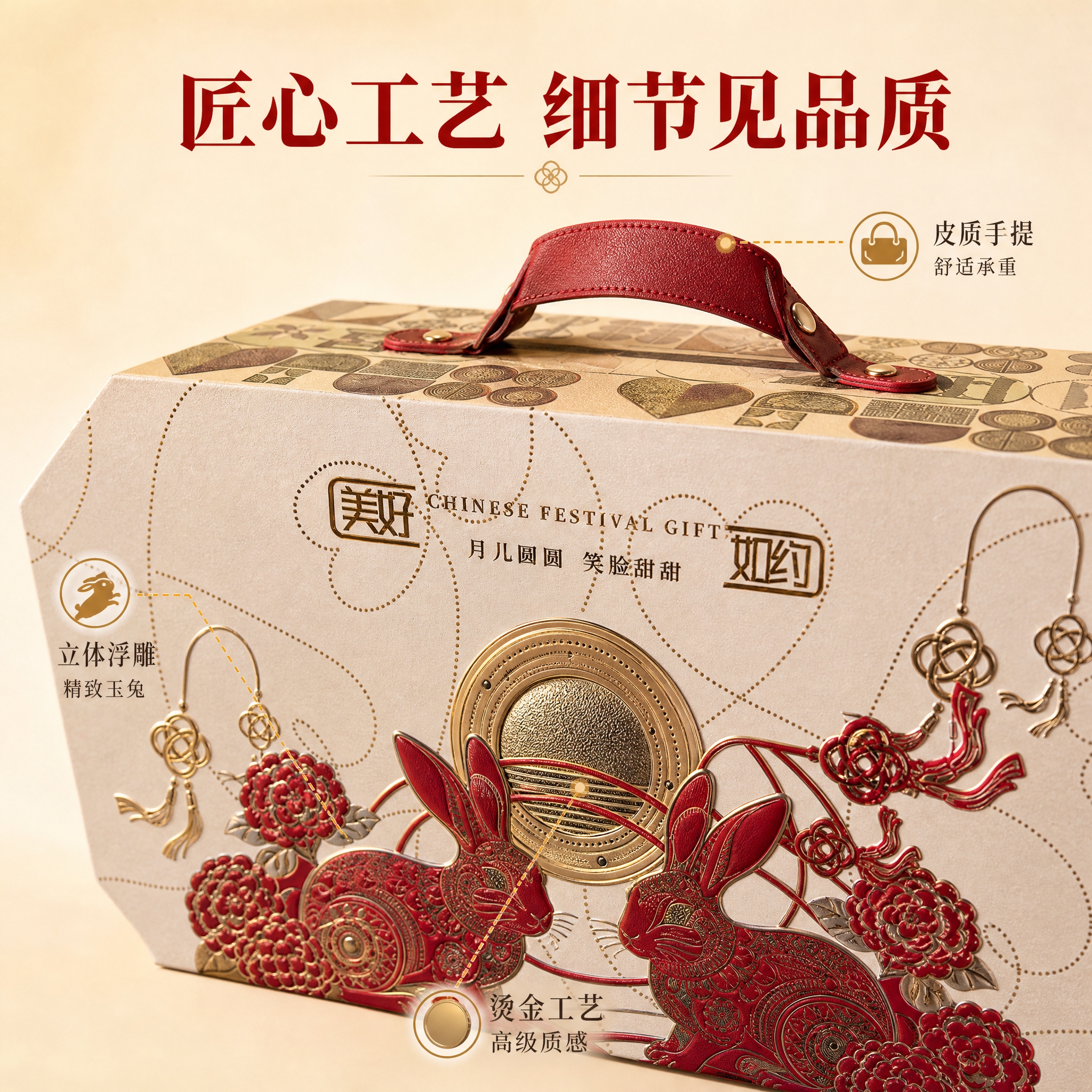 [主图-2] 礼盒细节与工艺卖点图，突出烫金工艺、皮质手提与精… - 图片创意预览