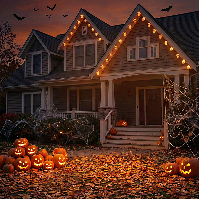 将这4款万圣节装饰摆件去除，只保留背景