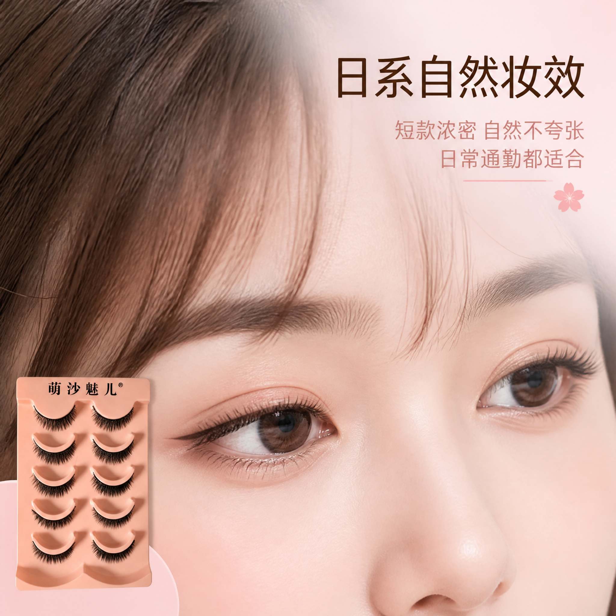 [主图-3] 萌沙魅儿日系短款浓密假睫毛（5对装）上眼效果展示… - 图片创意预览