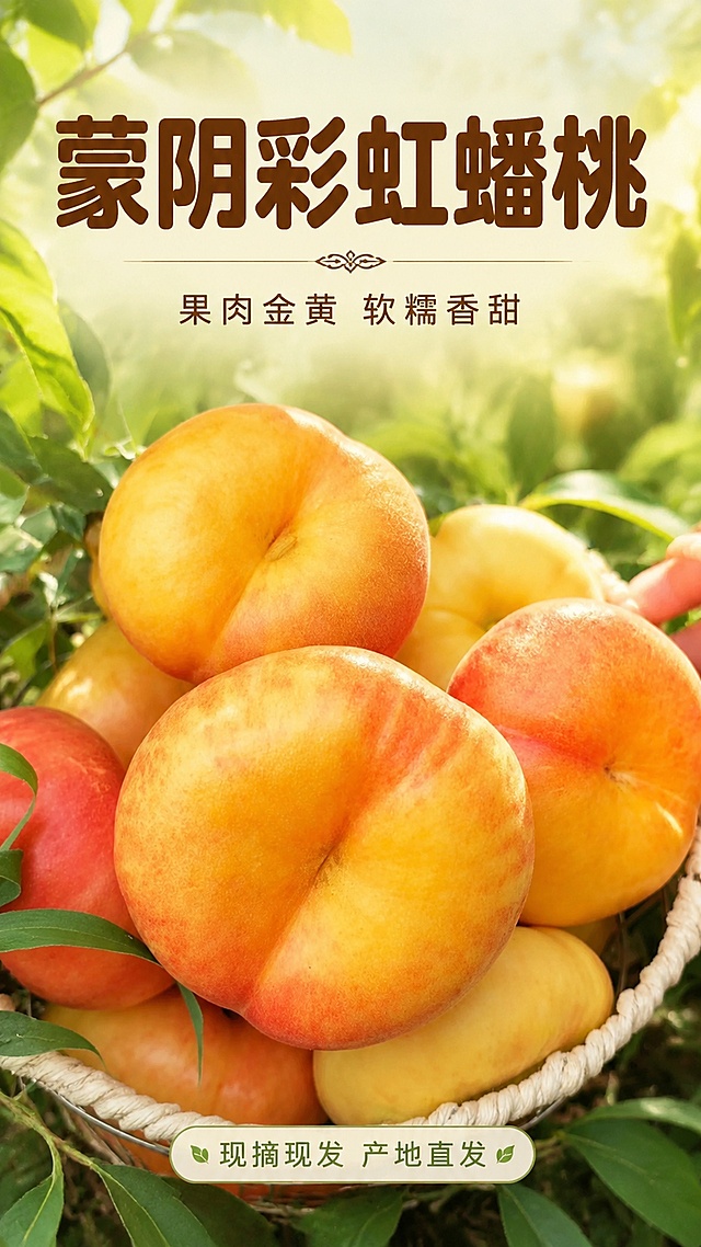 「图片1」，生成详情页，商品名称为蒙阴彩虹蟠桃，适配抖音/快手平台，单图比例为9:16，需求屏数为8张。「图片1」「图片1」「图片1」「图片1」「图片1」「图片1」「图片1」「图片1」「图片1」