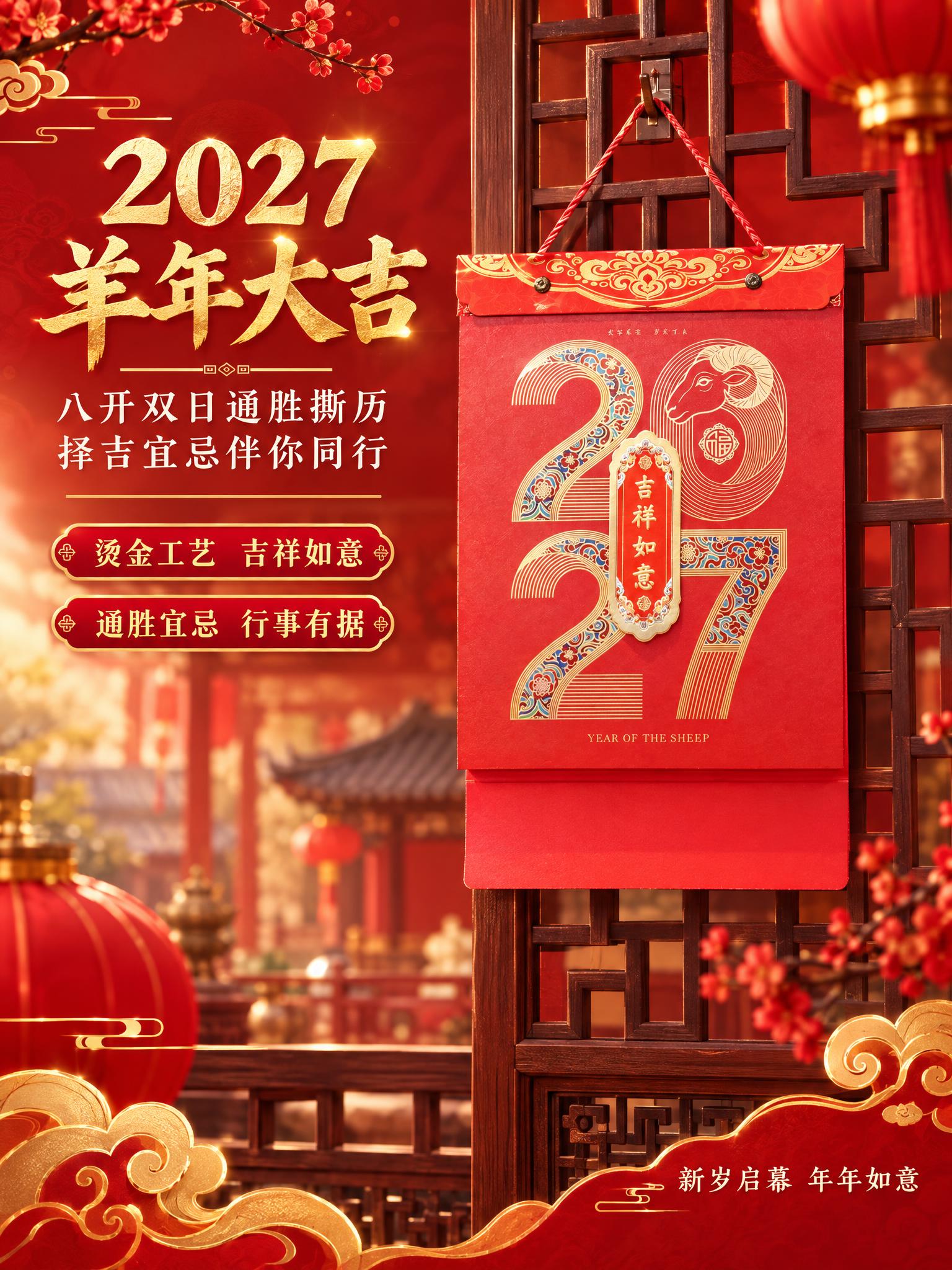 [商品] 使用【图1】【图2】【图3】【图4】2027羊年八开… - 图片创意预览
