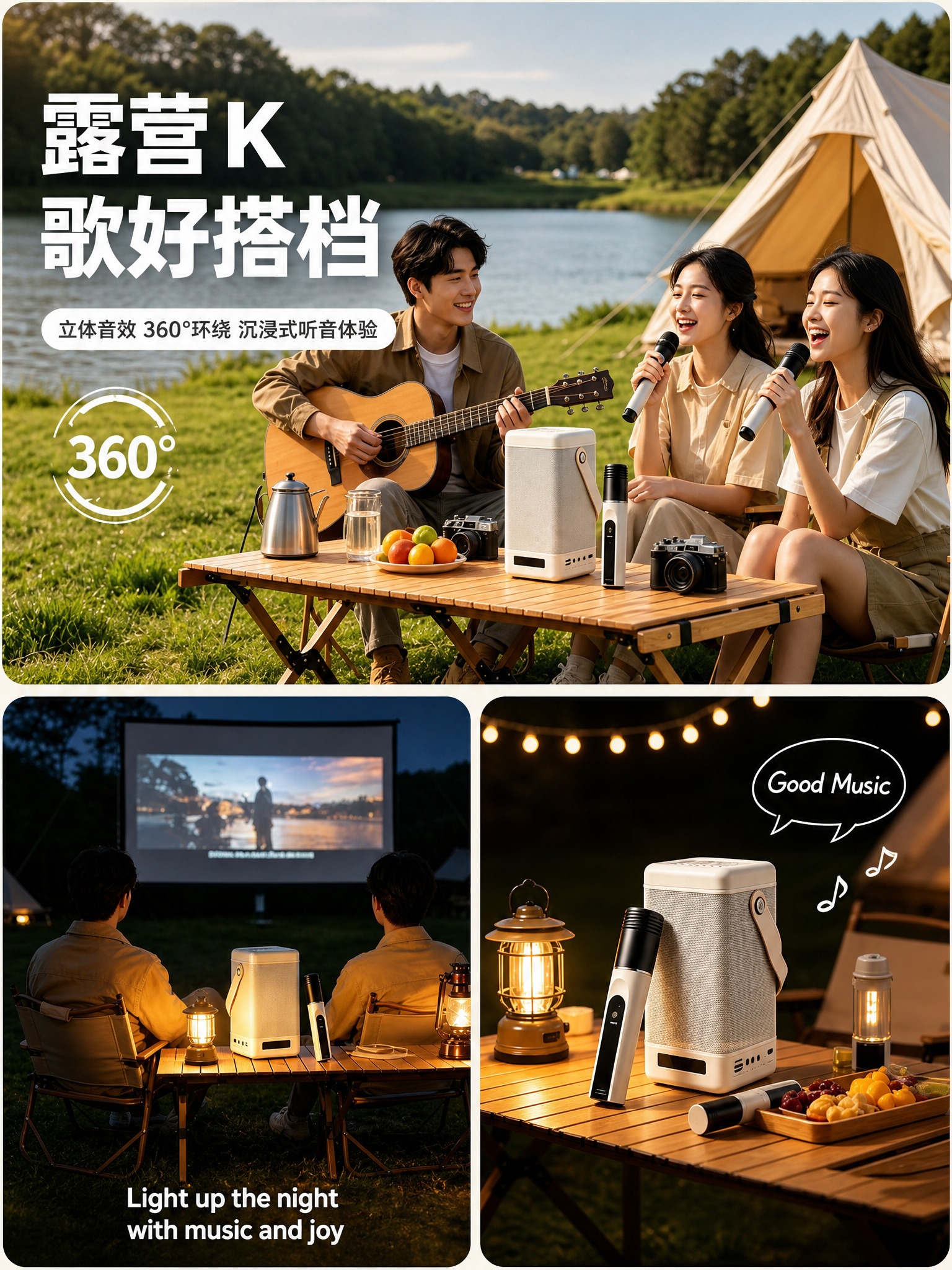 [主图-4] 露营K歌好搭档 户外多场景使用体验图。 [统一基… - 图片创意预览