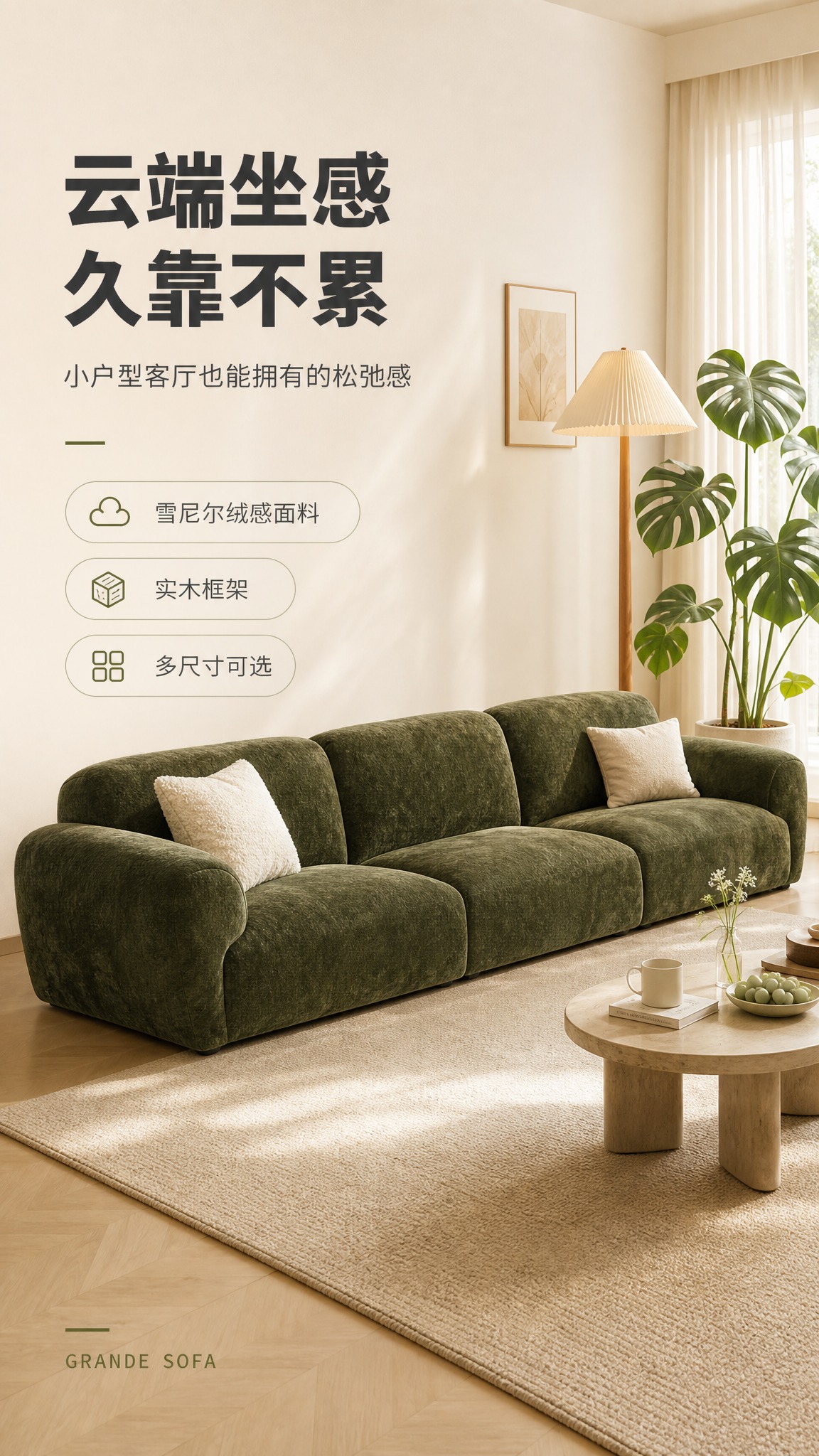 [商品] 使用【图1】墨绿色布艺三人沙发（格兰德S2419）；… - 图片创意预览