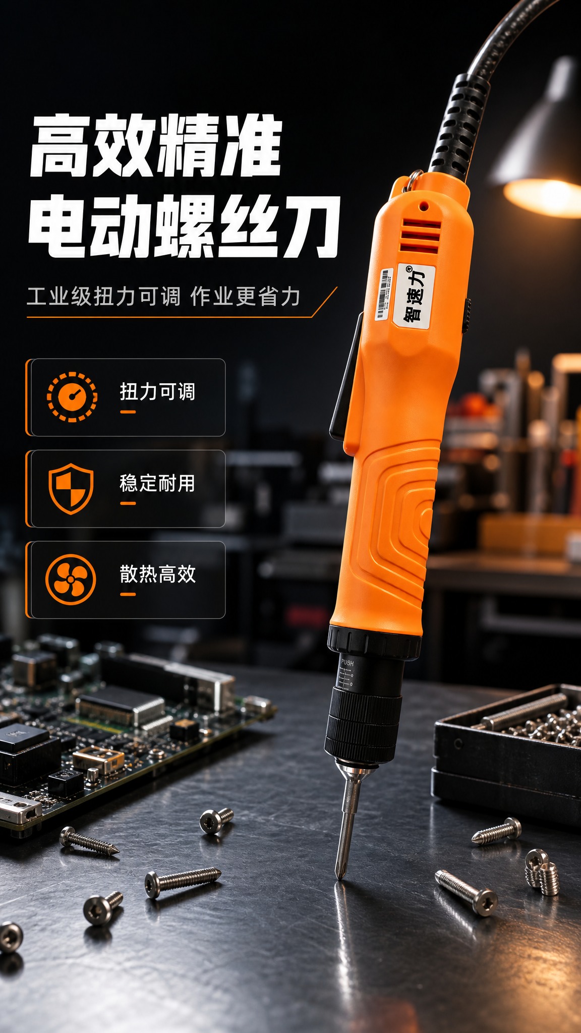 [商品] 使用【图1】智速力直插式电动螺丝刀；保留橙色机身、黑… - 图片创意预览