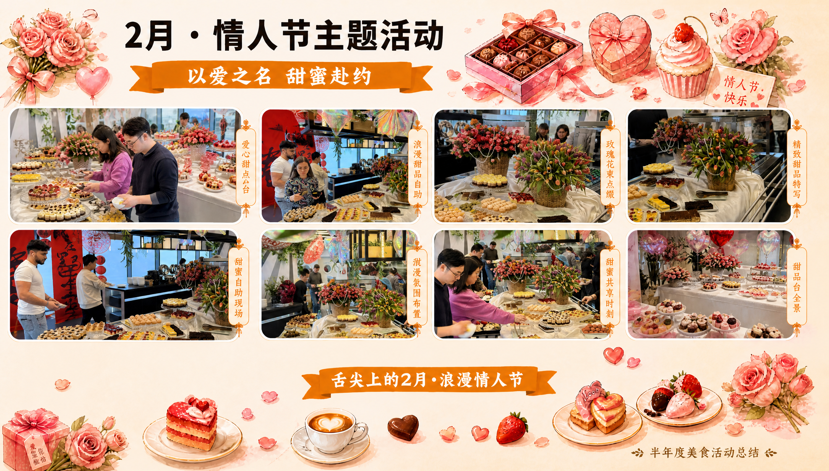 将这张2月情人节主题画布中的图片卡片内容，替换为用户上传的实拍… - 图片创意预览