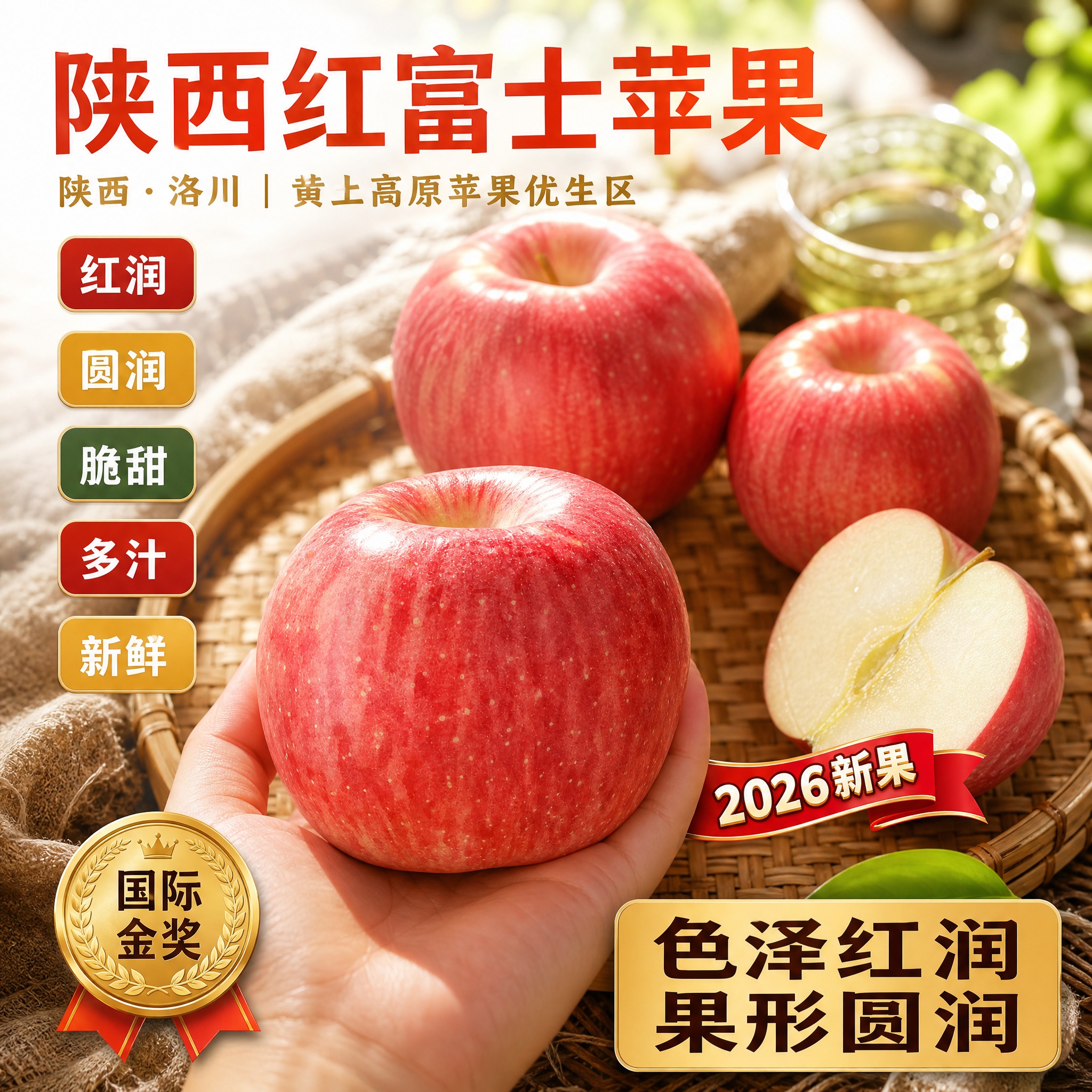 京东生鲜电商主图，800×800像素，1:1正方形。背景为竹制… - 图片创意预览