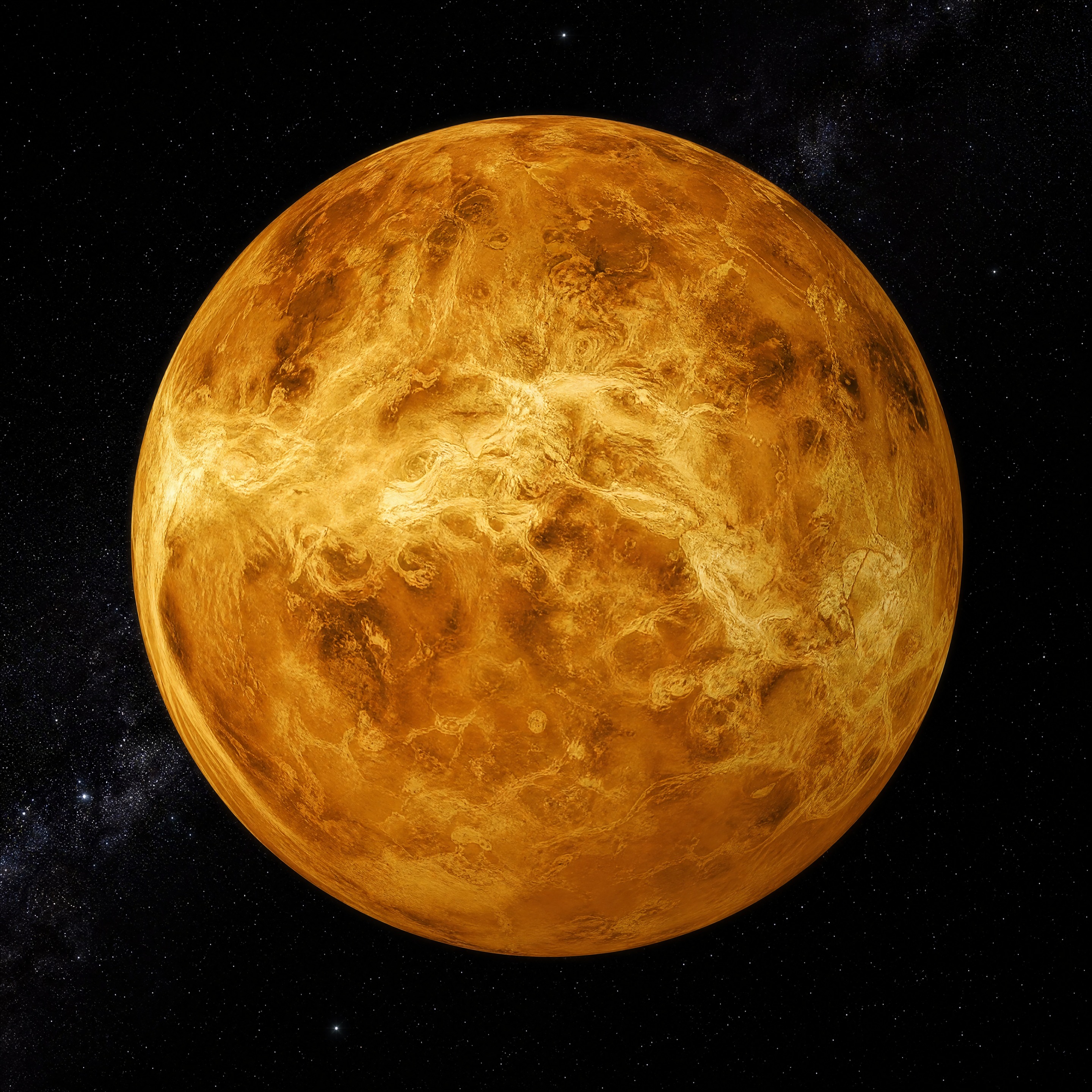 高清金星图片，金黄色浓密大气层覆盖的岩石行星，表面有云层纹理，… - 图片创意预览