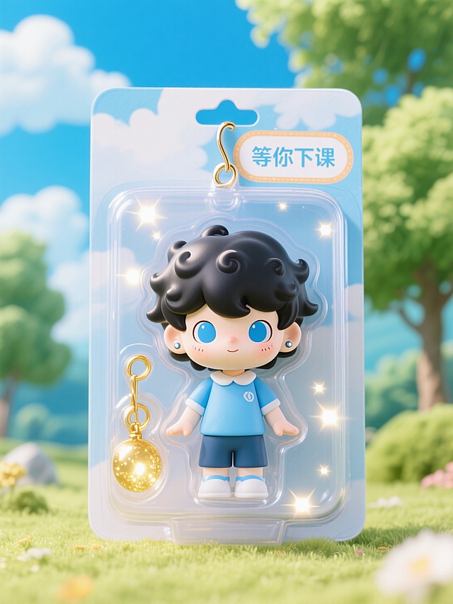 盒子上有描边文字“等你下课”