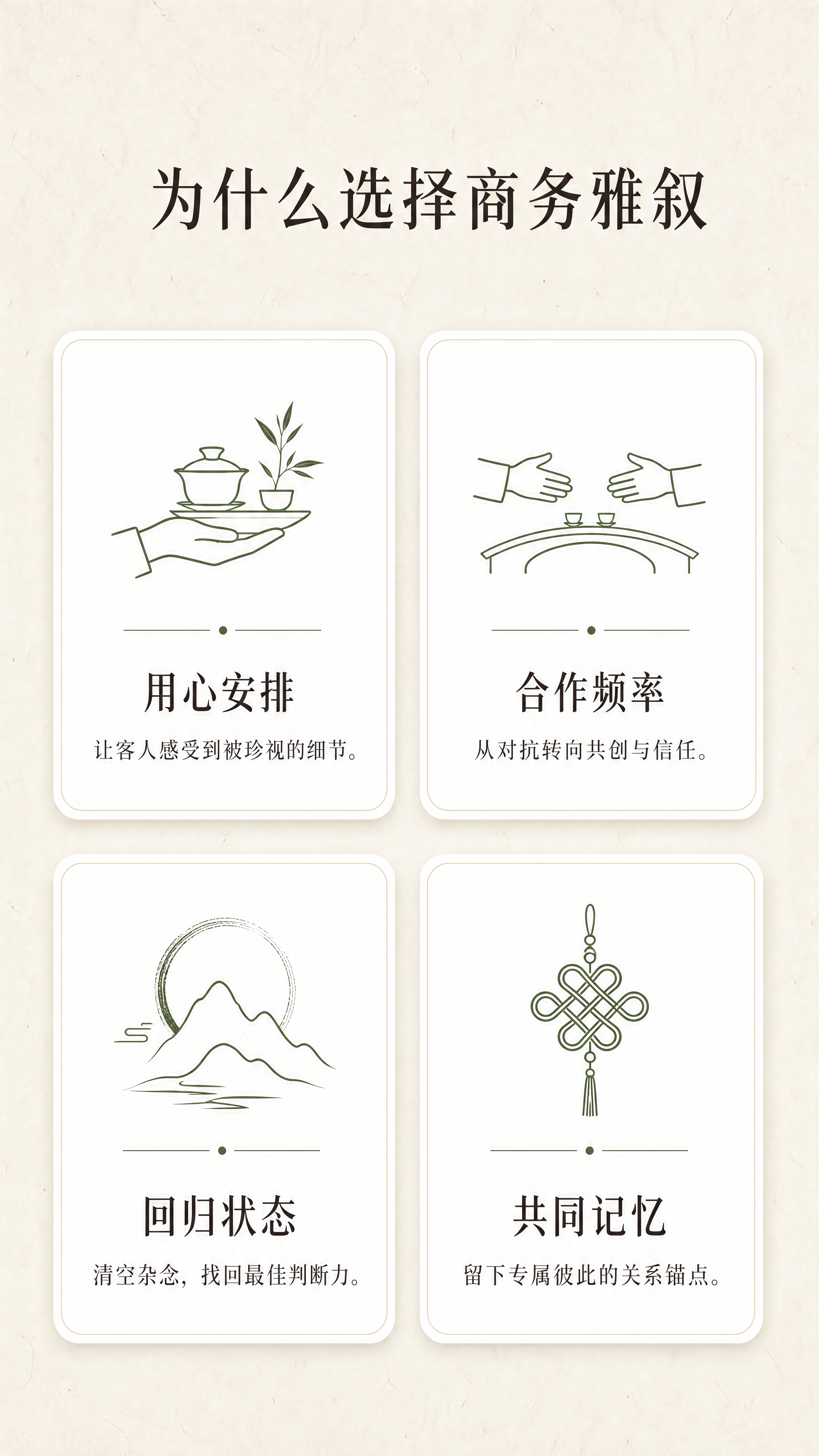[第3屏] 核心价值解析页，介绍选择商务雅叙能获得的核心收益。… - 图片创意预览