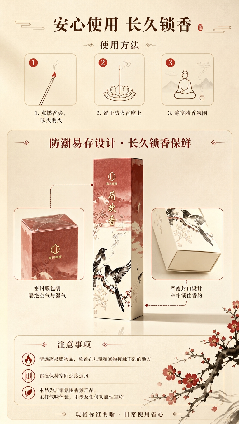 [商品] 使用【图1】荷欢香线香礼盒；保留长方柱形包装盒结构、… - 图片创意预览
