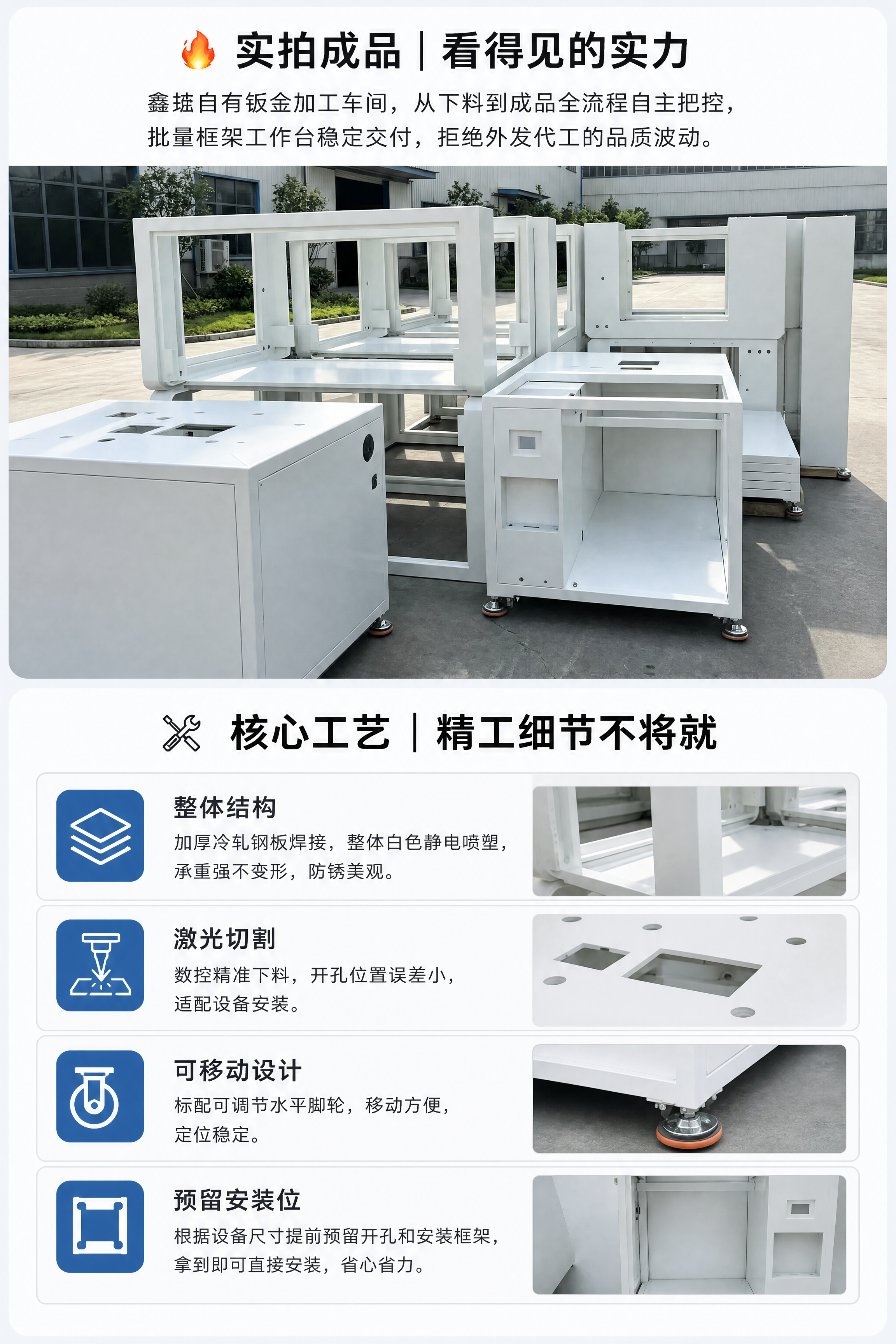淘宝详情页工艺优势板块，分为两个部分：1.🔥 实拍成品｜看得见… - 图片创意预览